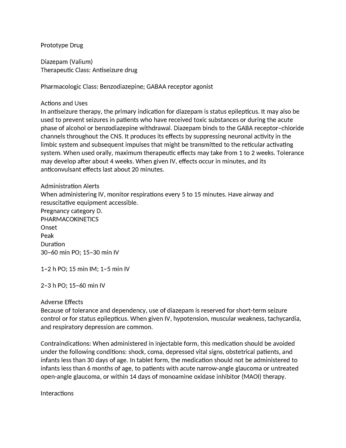 Prototype Drug Diazepam - Prototype Drug Diazepam (Valium) Therapeutic ...