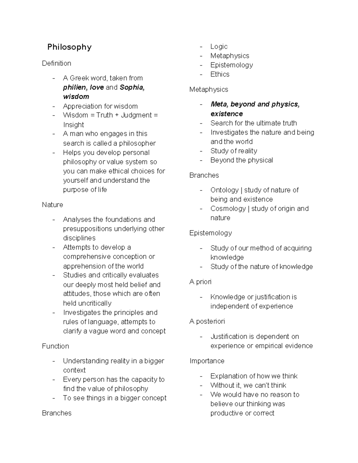 Philosophy-Prelims - Yes - Philosophy Definition - A Greek word, taken ...