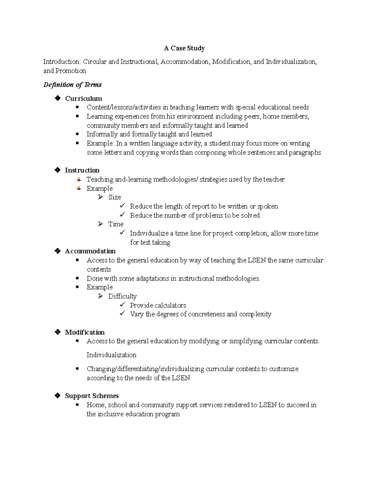 A Case Study-Introduction Curricular and Instruction Accommodation ...
