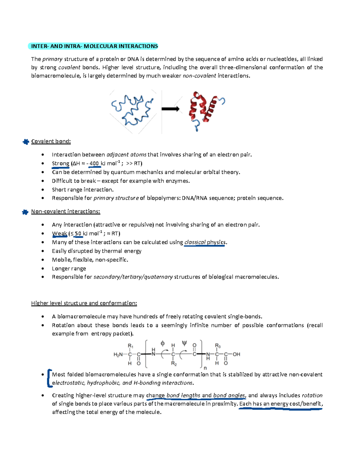 Packet 16 Noncovalent Interactions - INTER- AND INTRA- MOLECULAR ...