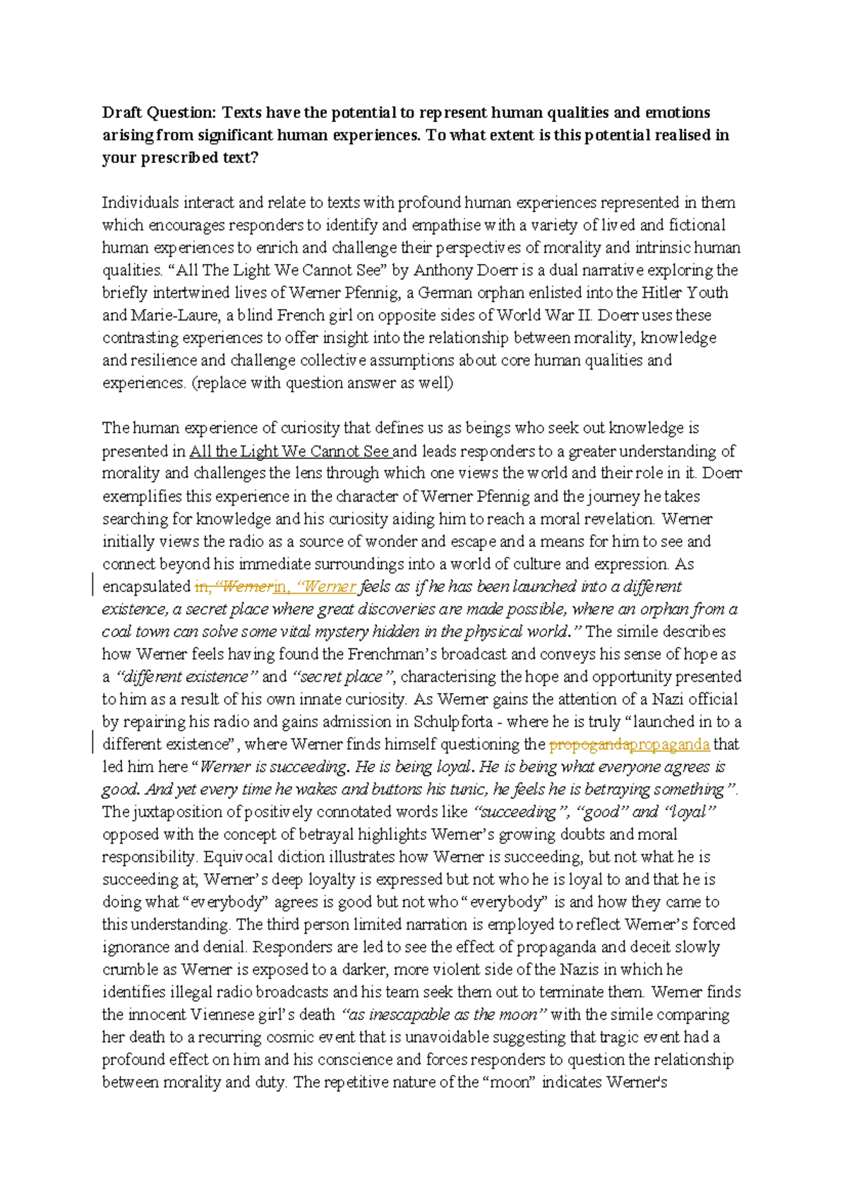 12 ATL Nandini 2 - atl essay - Draft Question: Texts have the potential ...