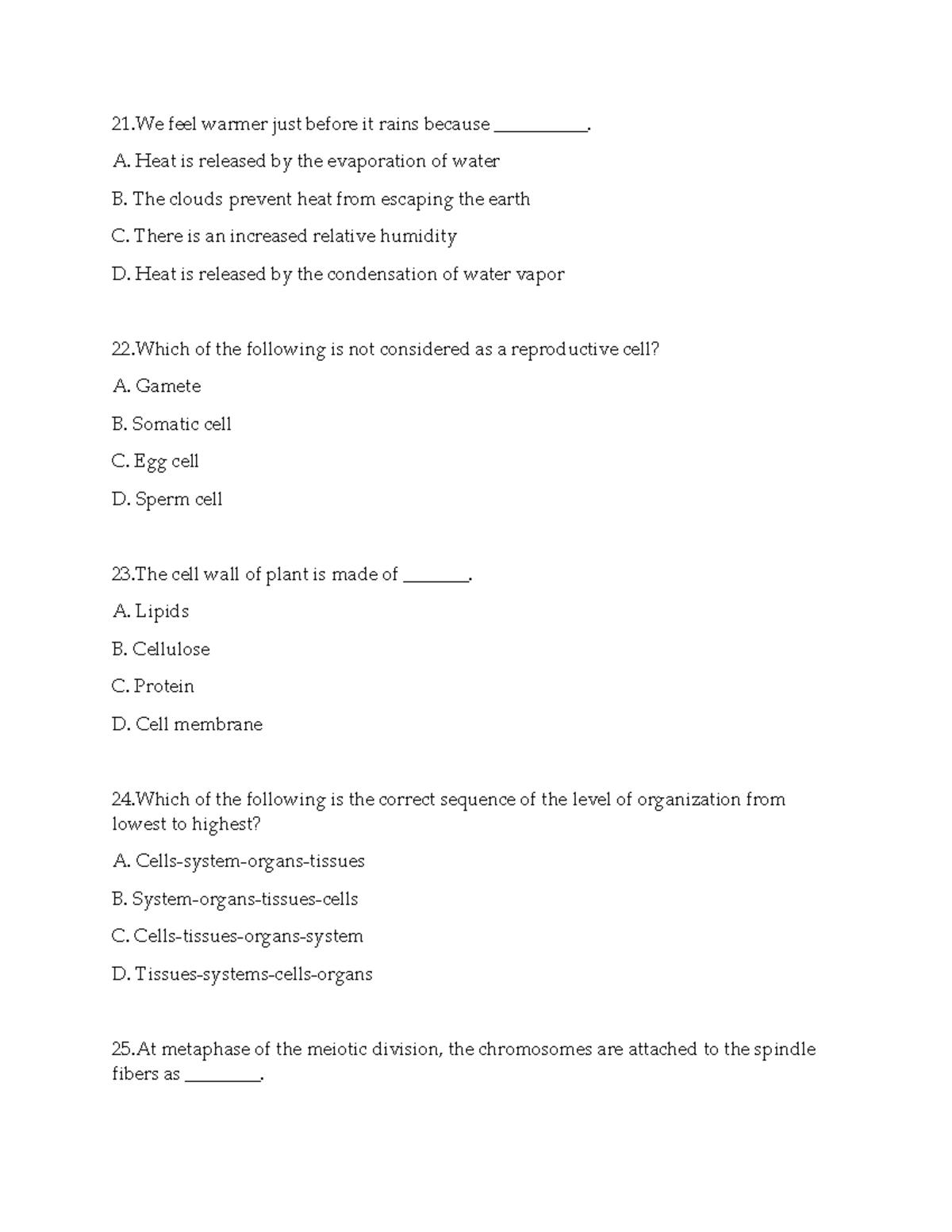 Bs 3 - Biological Science: Let Reviewer Part 3 - 21 Feel Warmer Just 