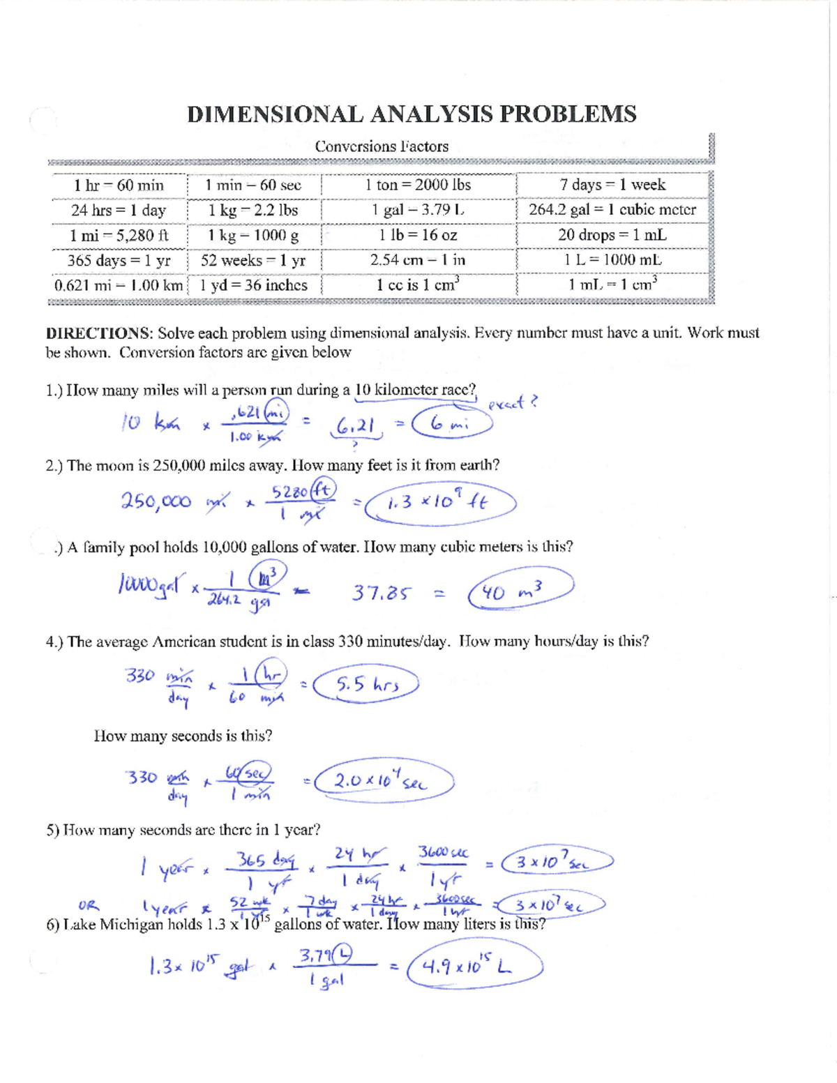 Dimensional analysis answers MTH 1110 Studocu