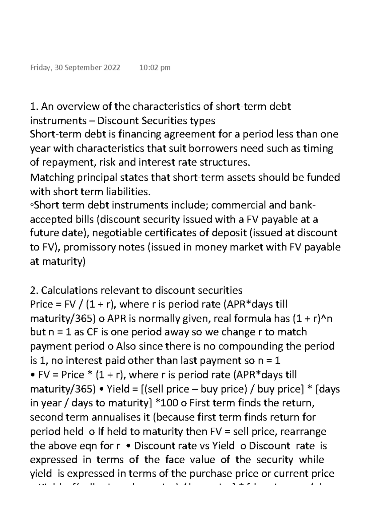 1. An overview of the characteristics of short-term debt instruments ...