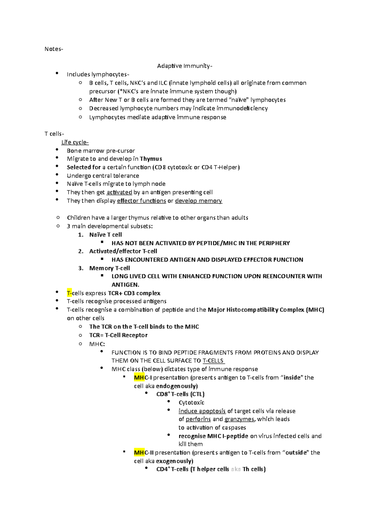 Adaptive Immunity - Clinical science - Immunology - Notes- Adaptive ...