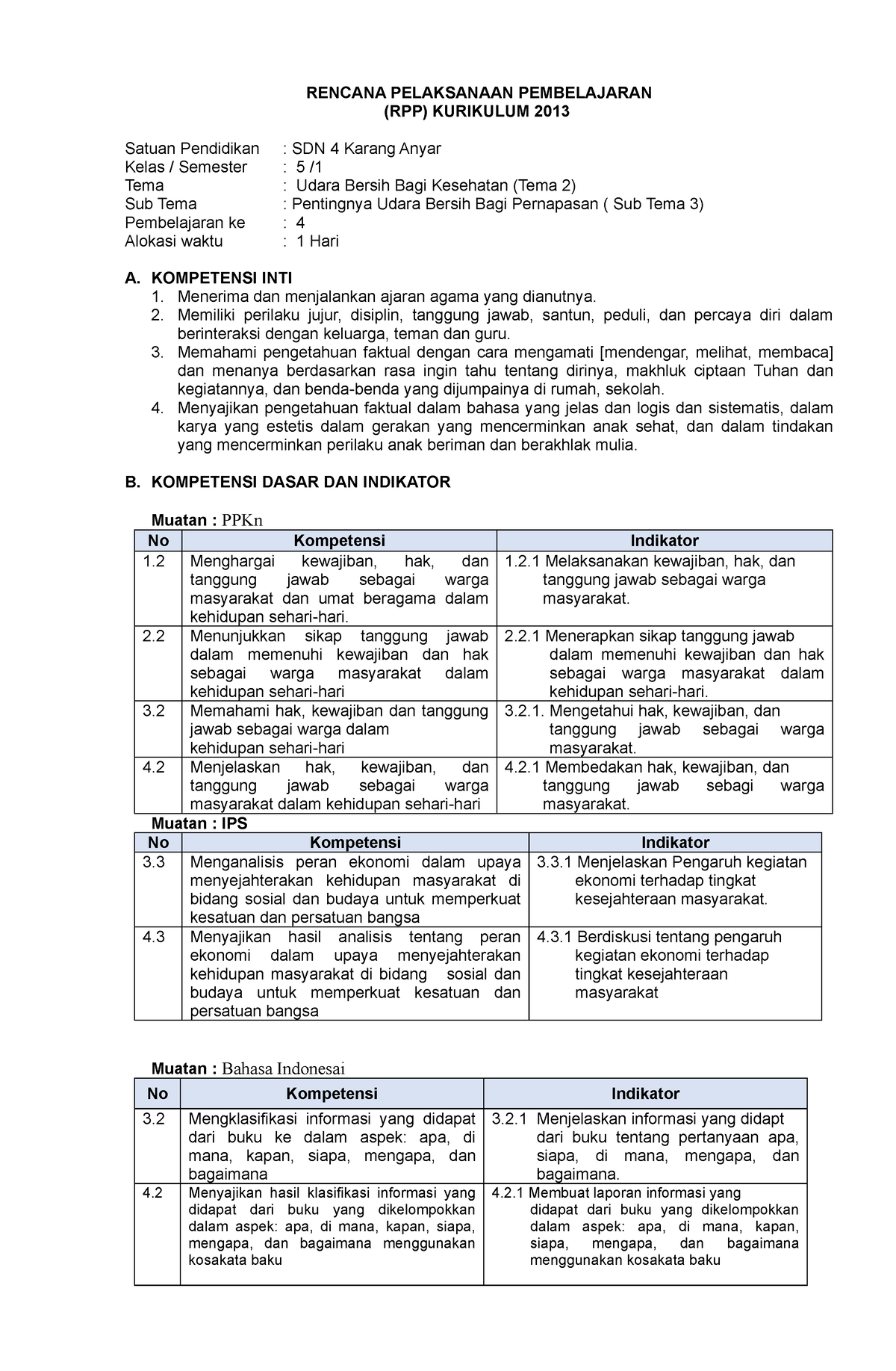 Projek - RENCANA PELAKSANAAN PEMBELAJARAN (RPP) KURIKULUM 2013 Satuan ...