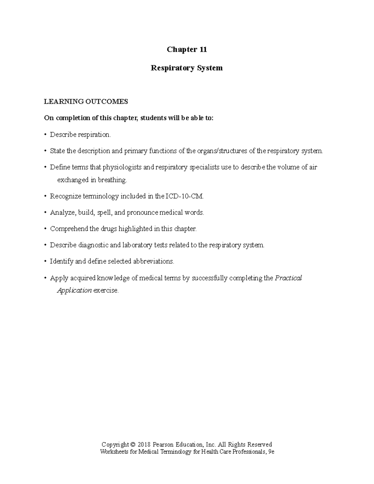 Chapter 11 Worksheet - Chapter 11 Respiratory System LEARNING OUTCOMES ...