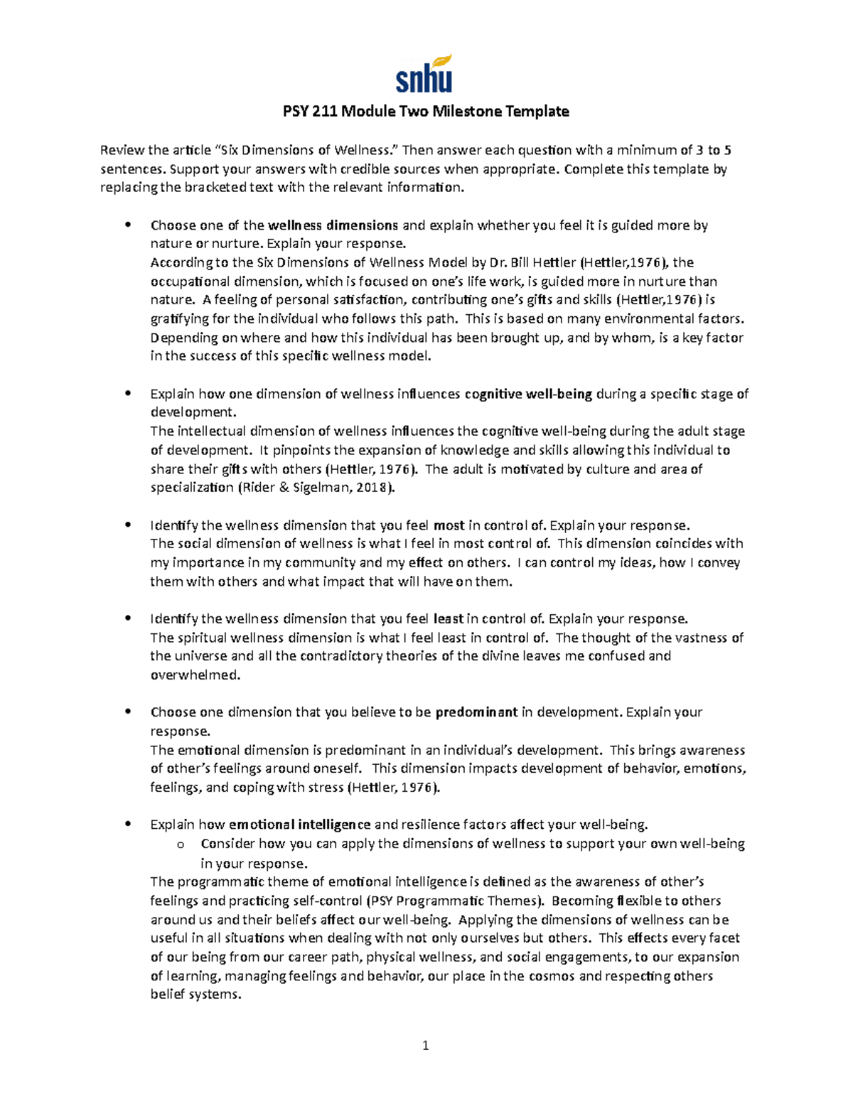 PSY 211 Module Two Milestone Template - PSY 211 Module Two Milestone ...