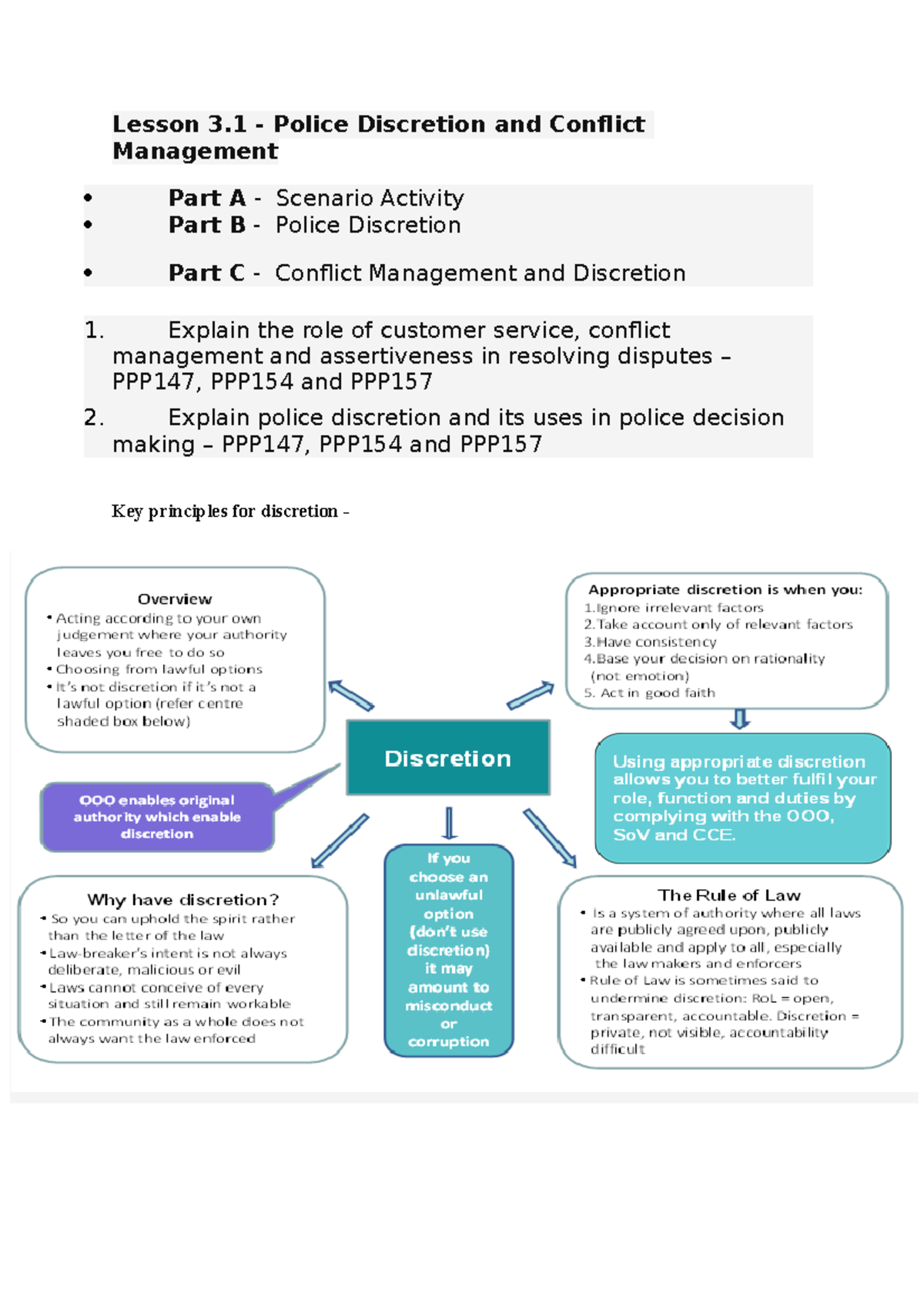 Module 3 - notes - qeewe - Lesson 3 - Police Discretion and Conflict ...