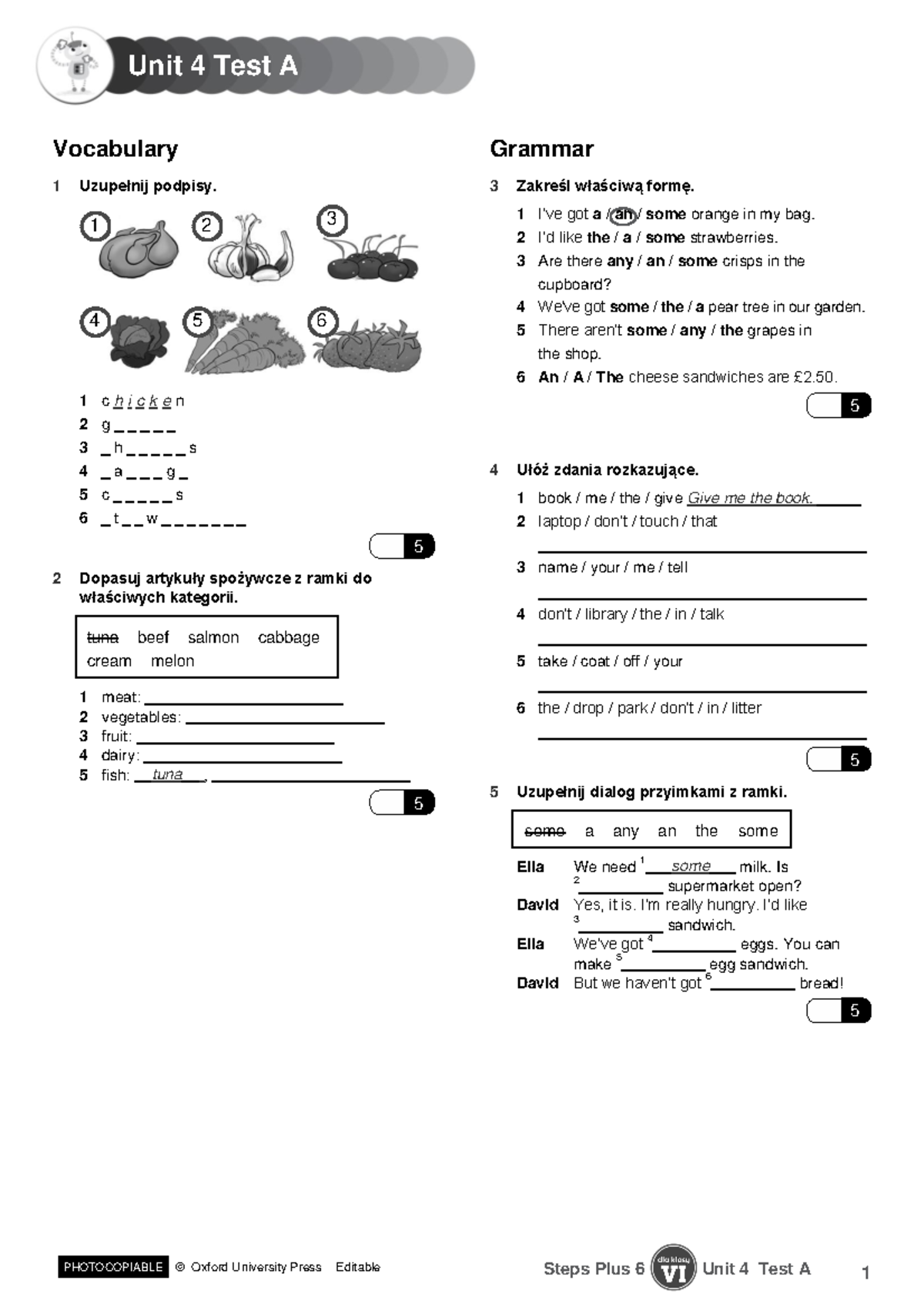 Sprawdzian Angielski Unit Test 4a Grammar Gl 2 www.studocu.com
