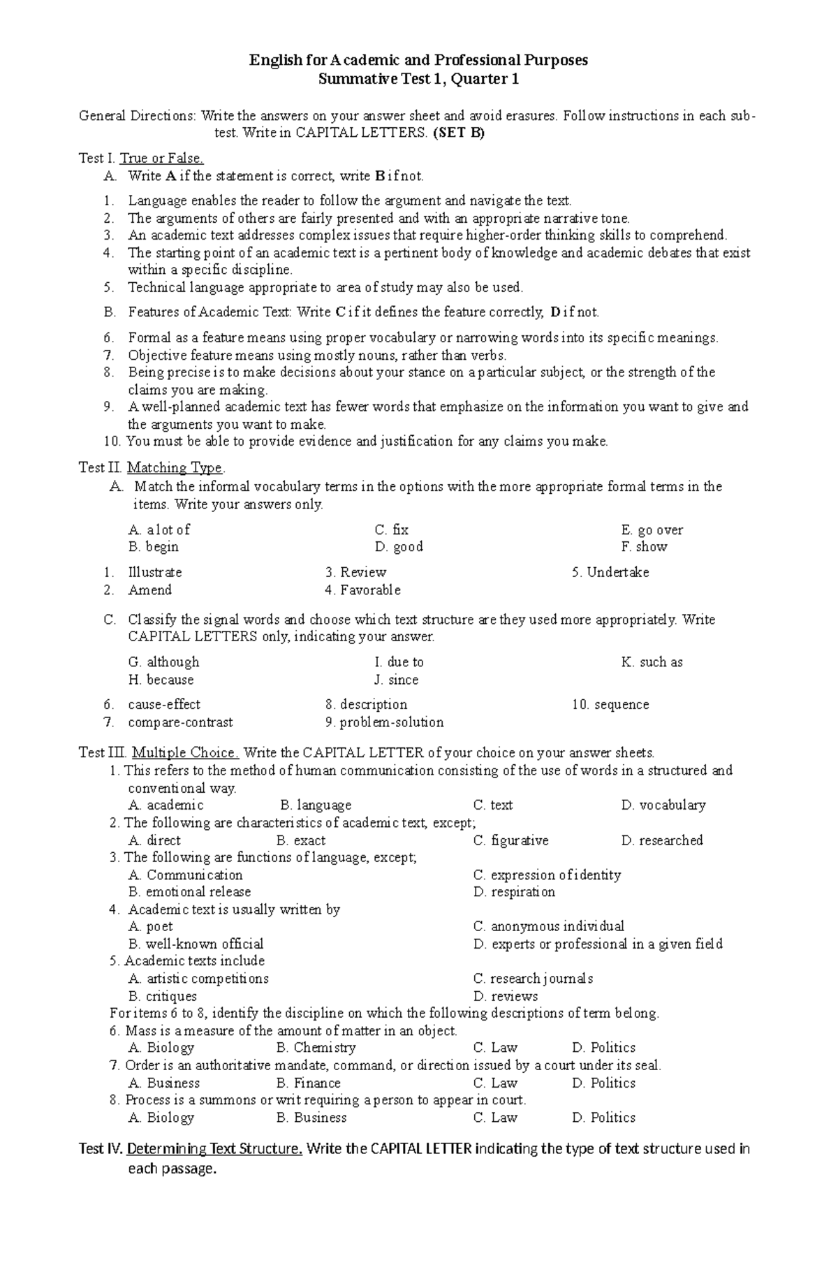 EAPP SET B ST1 Q1 - notes and materials for Quarter 1 EAPP lessons ...
