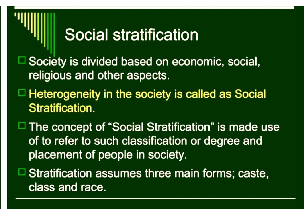 Social stratification - Bsc Nursing - Studocu