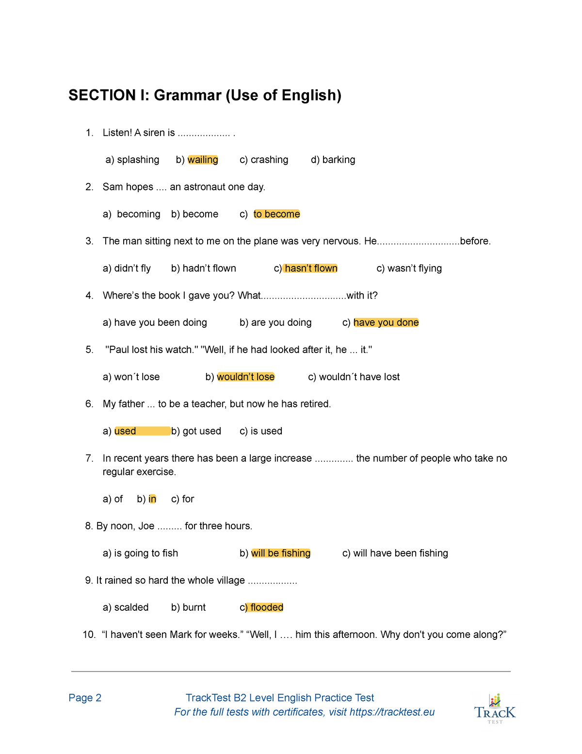 B2-English-test - Exercises - SECTION I: Grammar (Use Of English ...