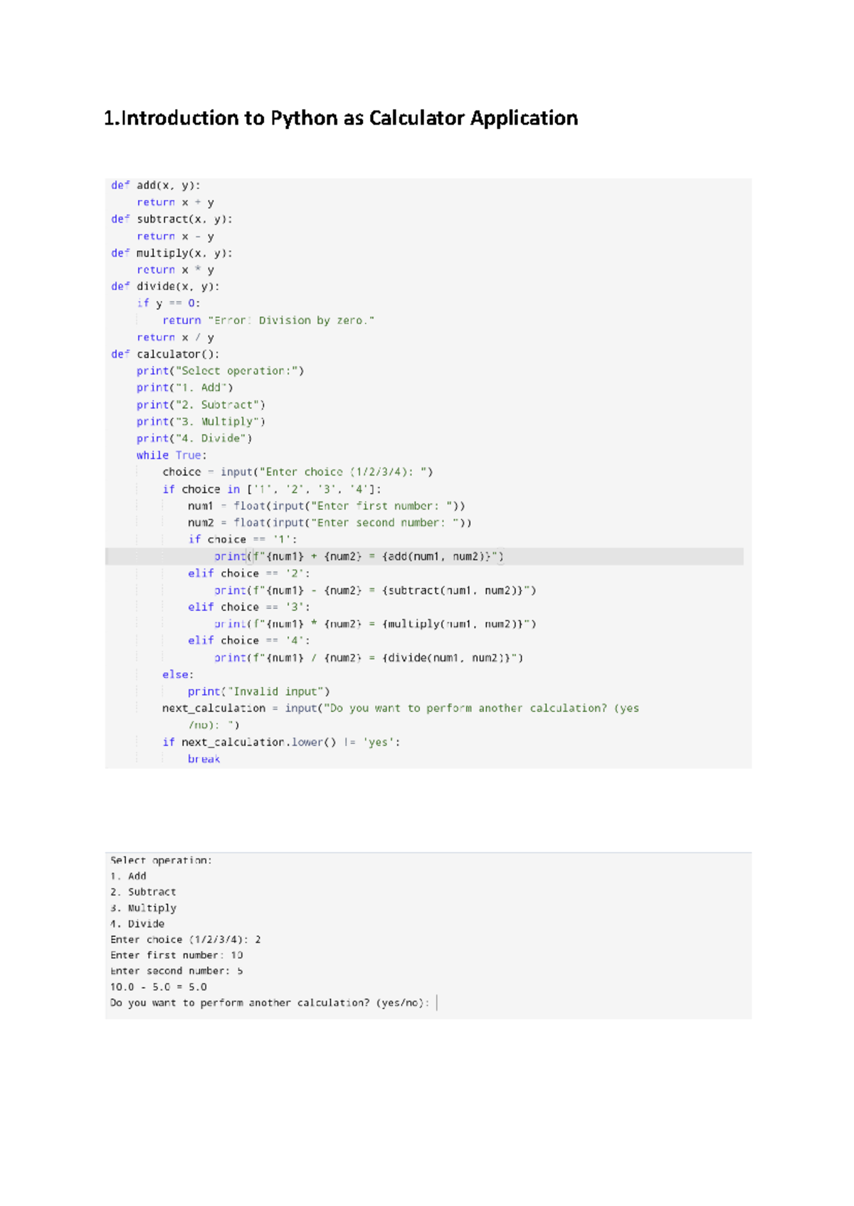 Data Science Project - Lab file - 1 to Python as Calculator Application ...