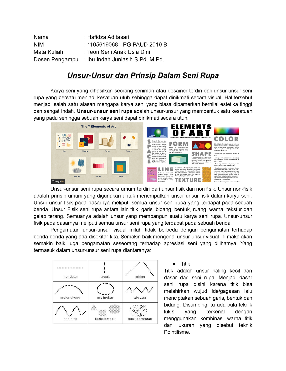 Unsur Dan Prinsip Pada Seni Rupa Nama Hafidza Aditasari Nim