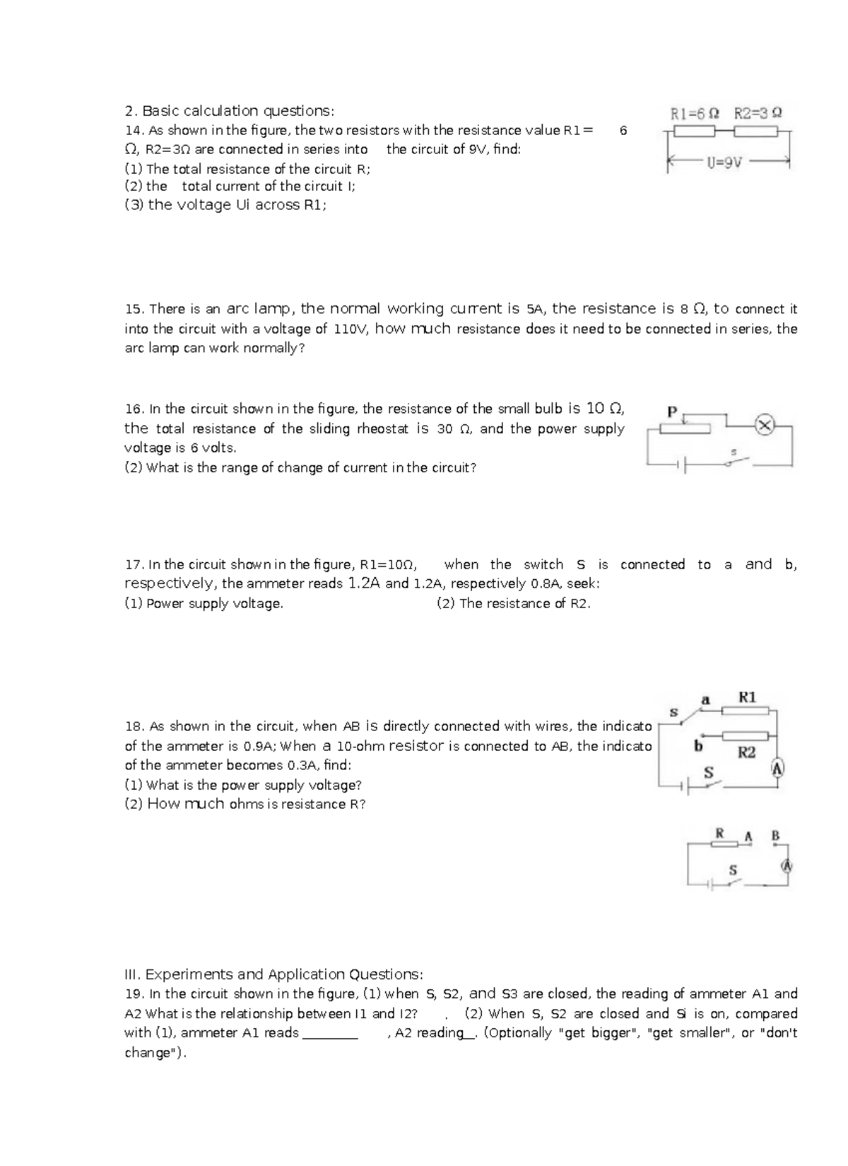 PHY 201 Basic calculation questions 2. Basic calculation questions