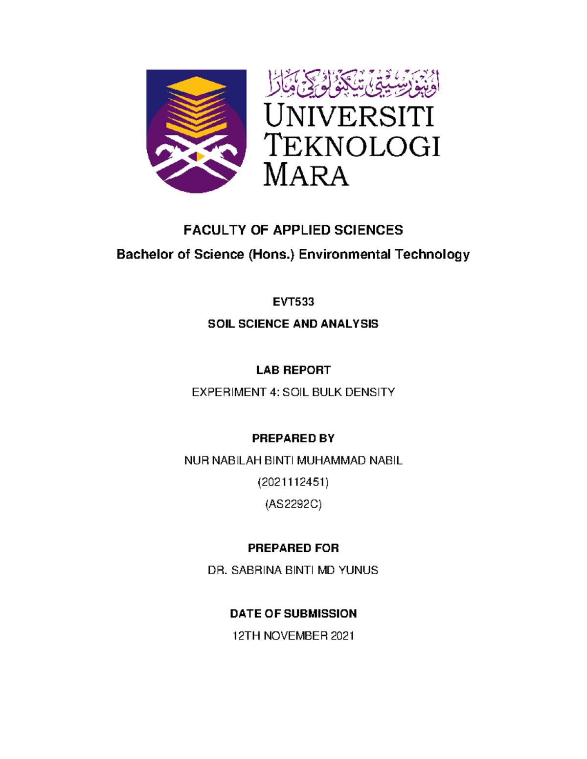 EX4- EVT533 experiment 9 - FACULTY OF APPLIED SCIENCES Bachelor of ...