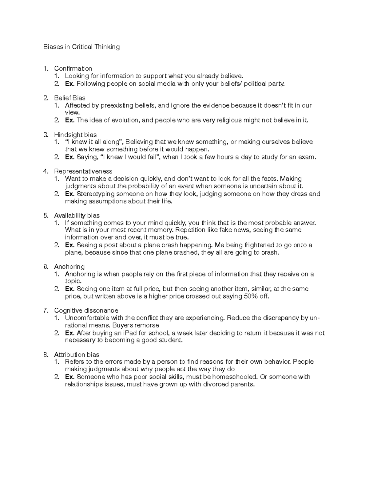 critical thinking should include biases or emotions