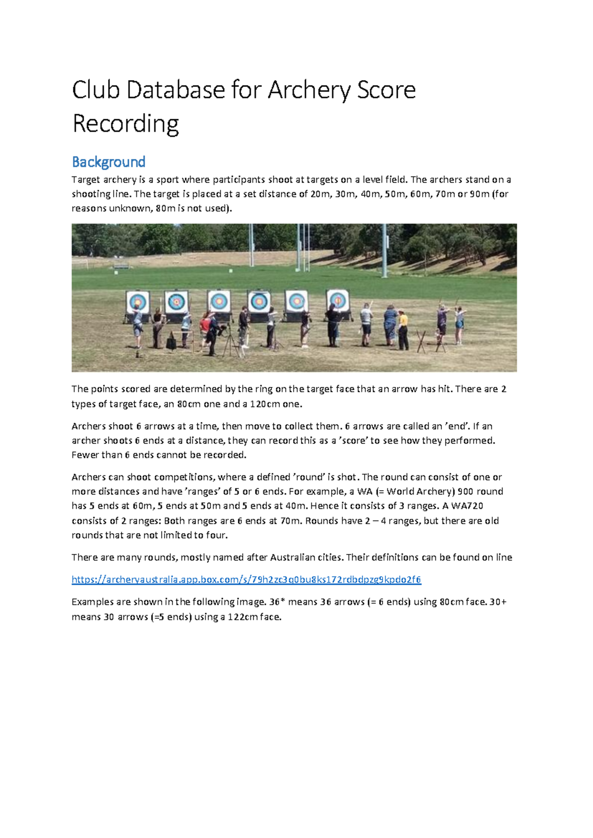 Database for Archery Score Recording - Club Database for Archery Score ...