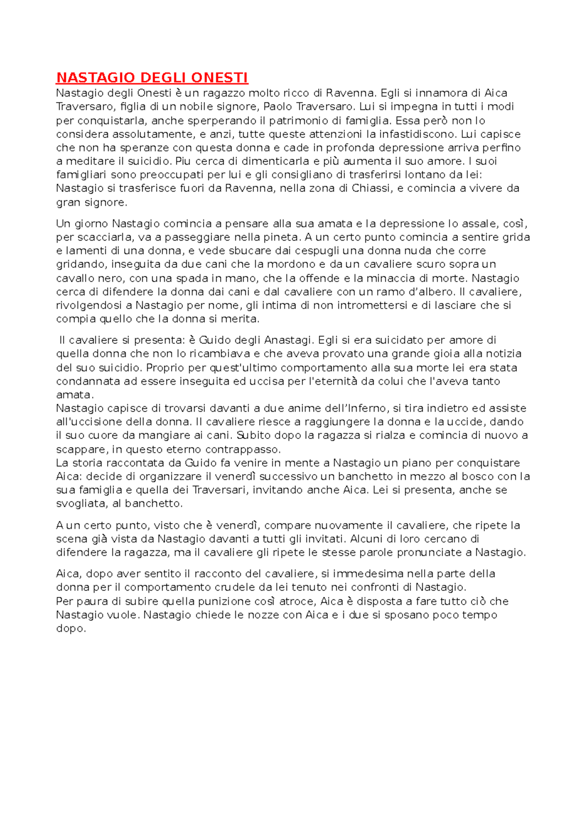 Nastagio degli onesti NASTAGIO DEGLI ONESTI Nastagio degli Onesti è