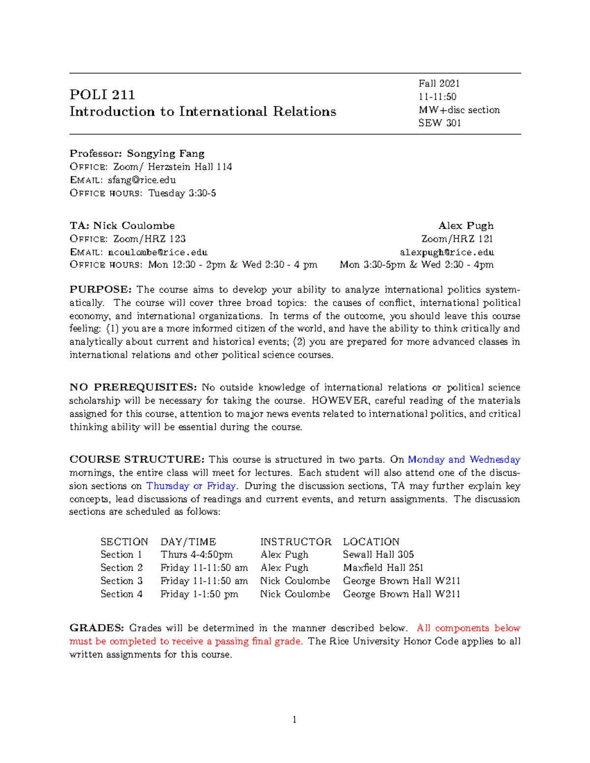211 Syllabus Fall 2021 - notes - POLI 211 Introduction to International ...
