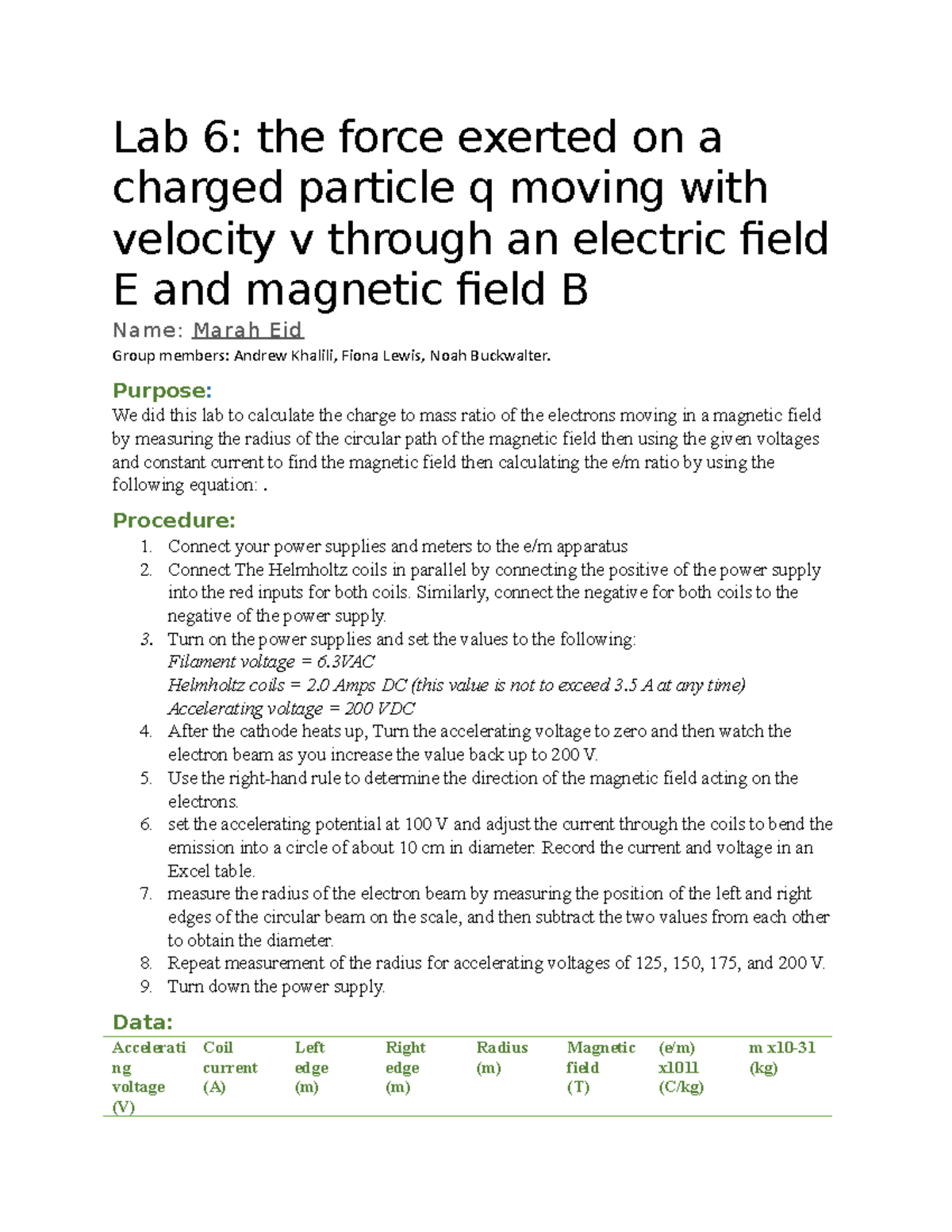 lab magnetic and electric fields assignment lab report edgenuity