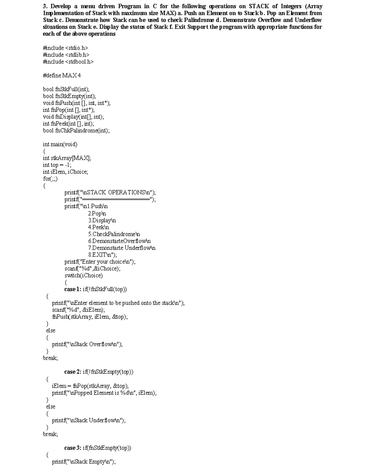 Prog 3 - prog - Develop a menu driven Program in C for the following ...