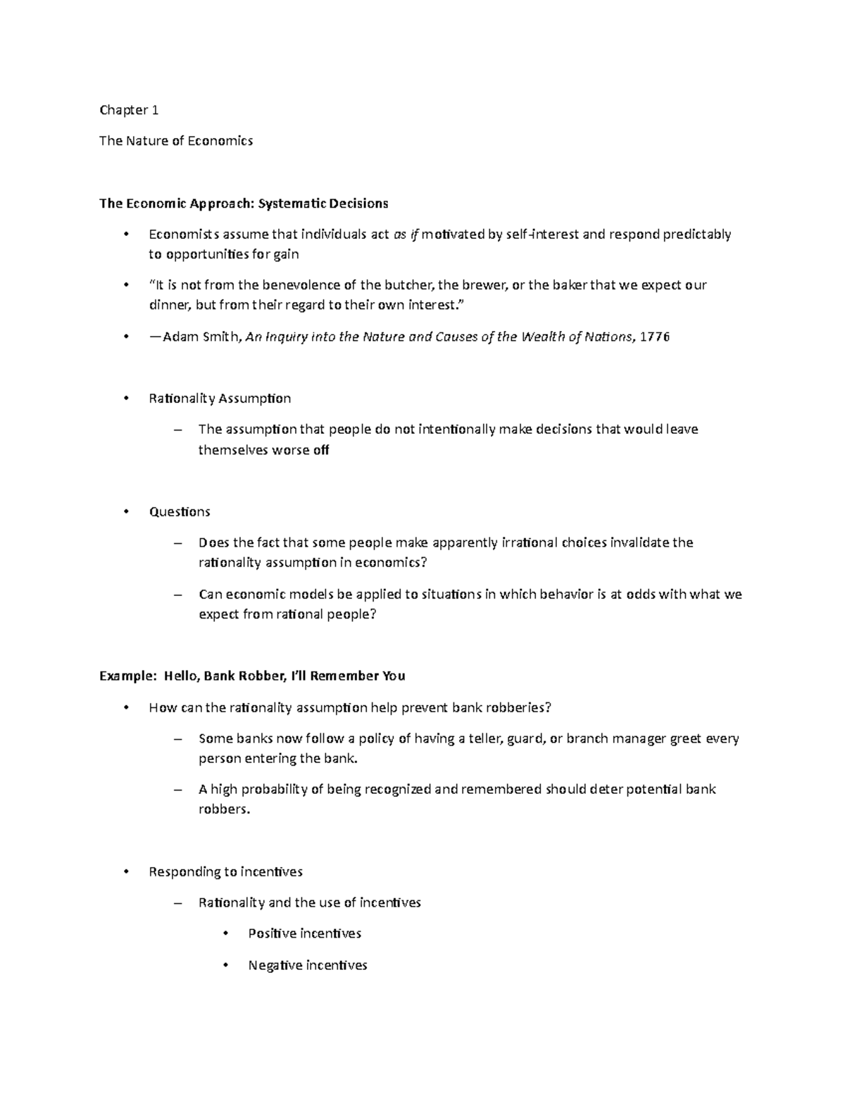 Chapter 1 - Lecture Notes 3 - Chapter 1 The Nature of Economics The ...