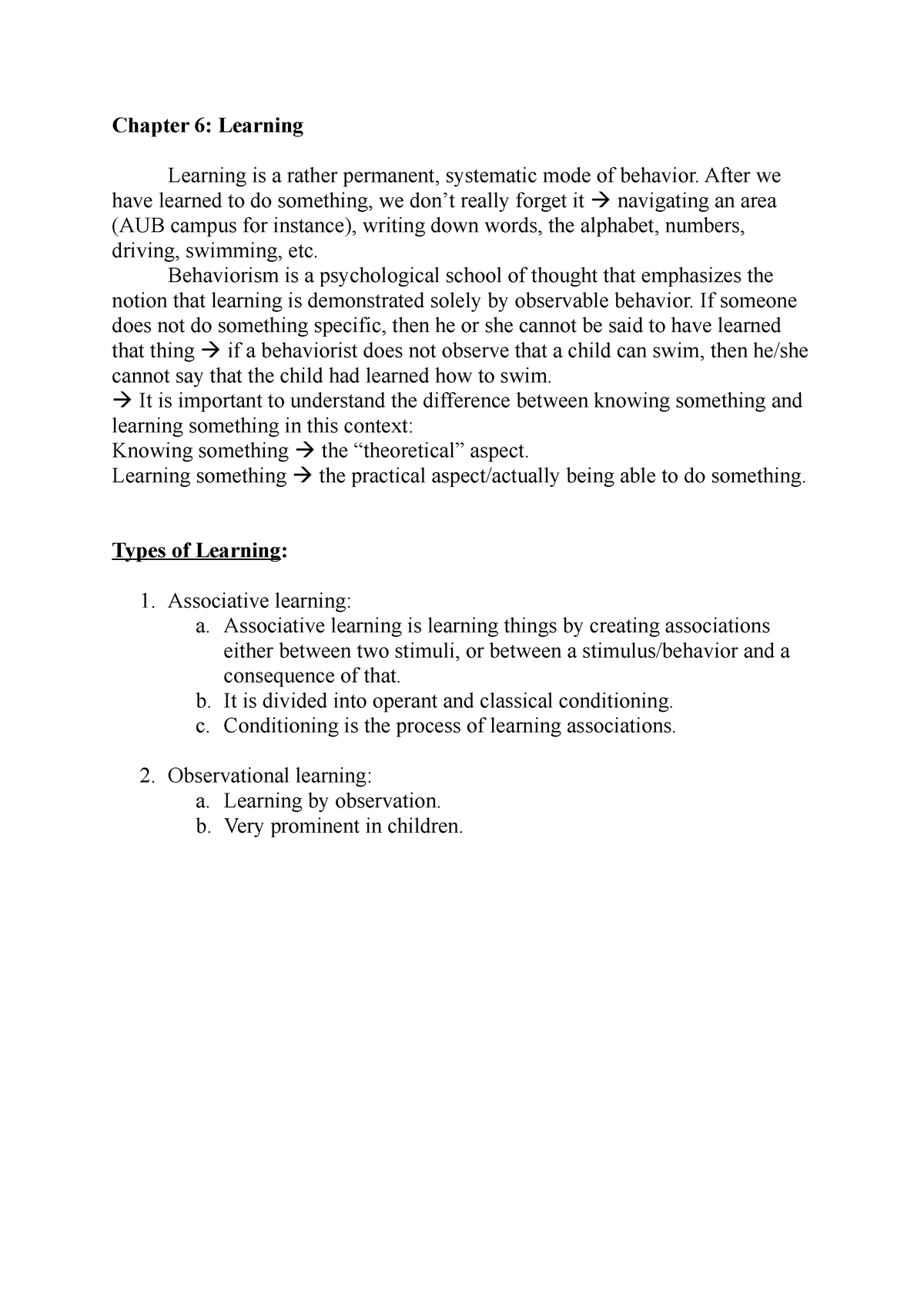 Psych 201 Exam 2 Summary - Chapter 6: Learning Learning Is A Rather ...