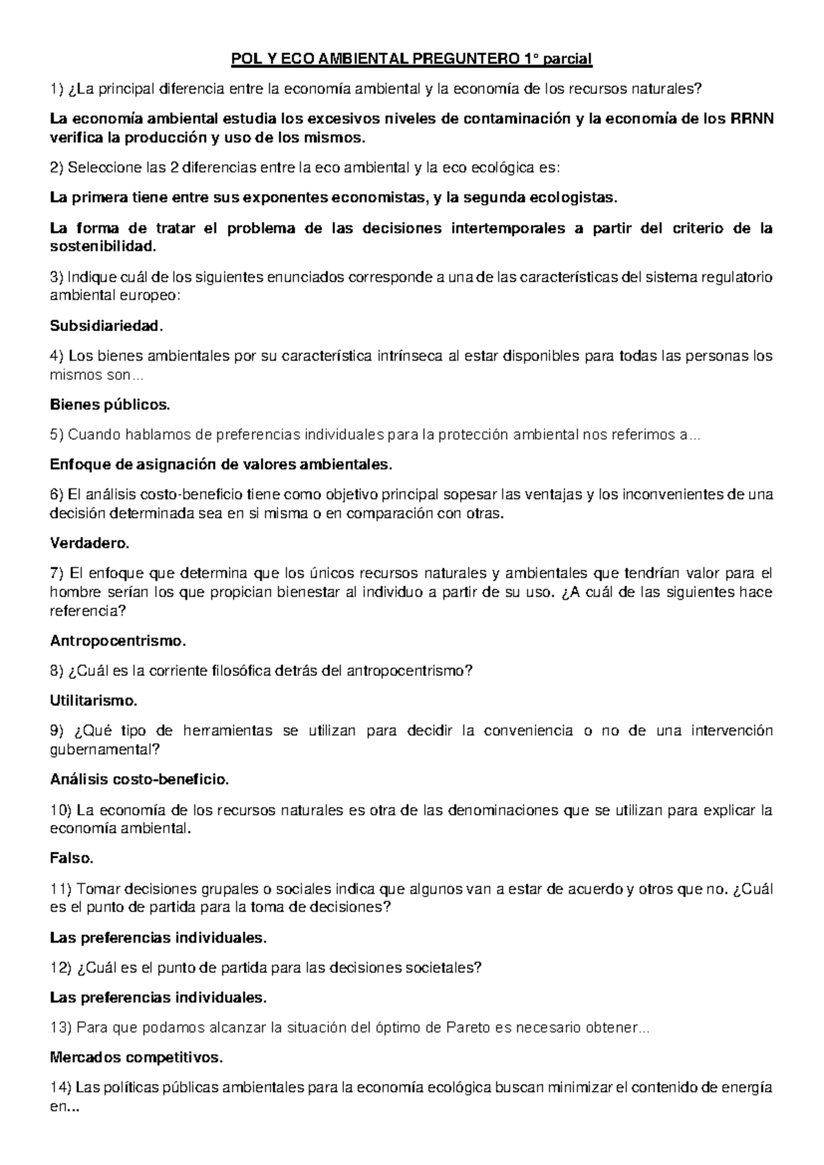 1° Parcial Política Y Economía 114505 - POL Y ECO AMBIENTAL PREGUNTERO ...