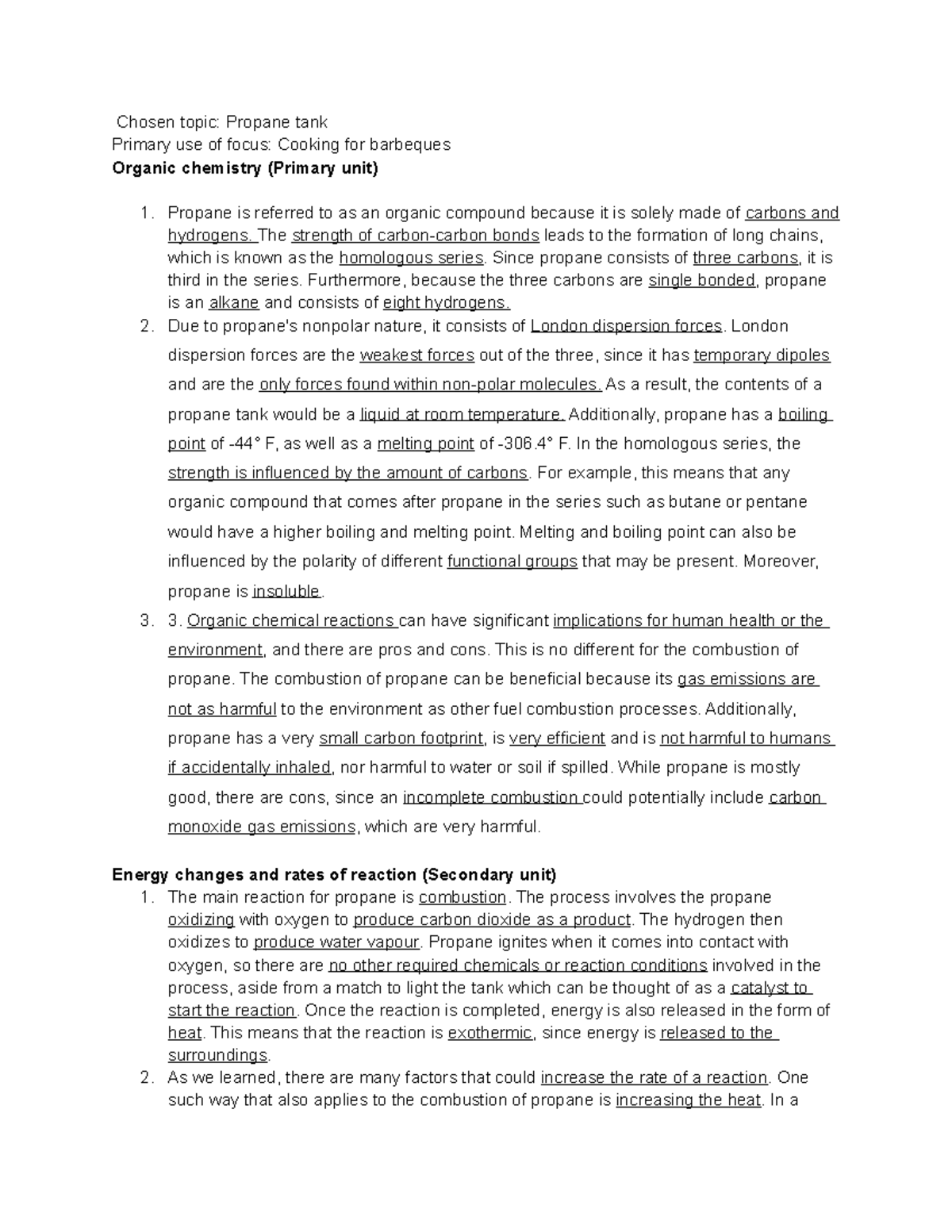 Chemistry CPT ideas - this jawn nice - Chosen topic: Propane tank ...