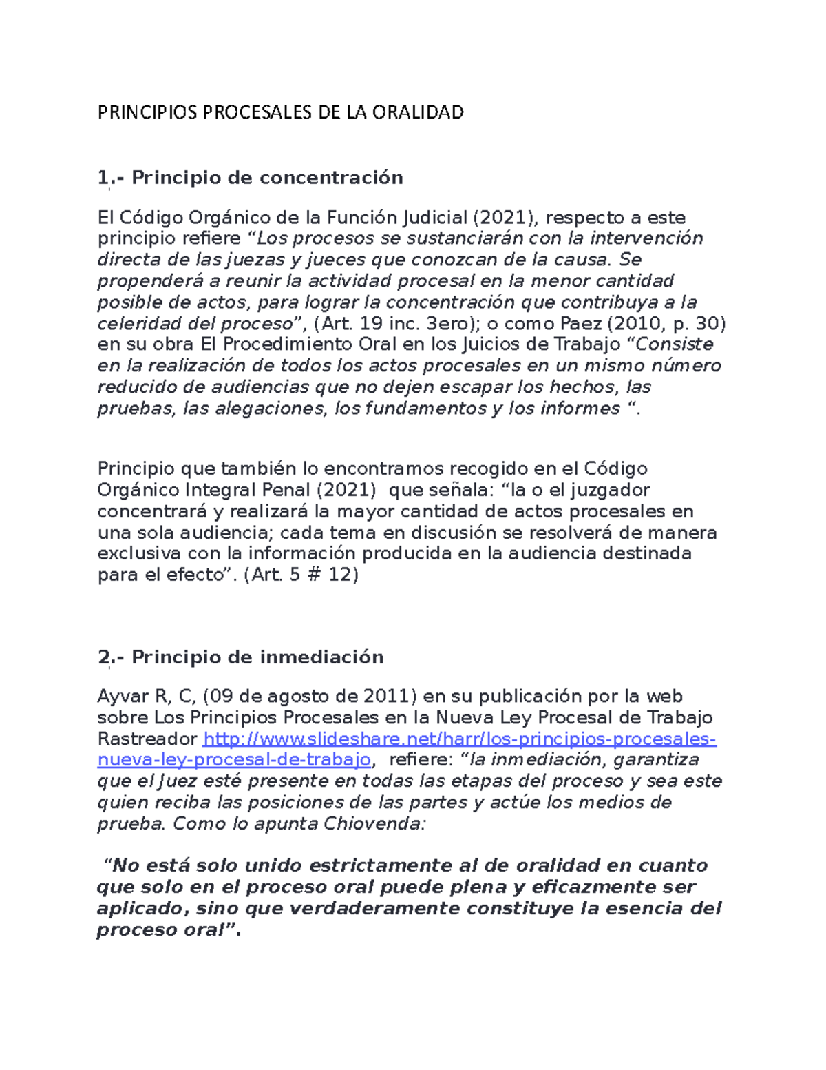Principios Procesales DE LA Oralidad Y Principios Rectores DEL Proceso ...