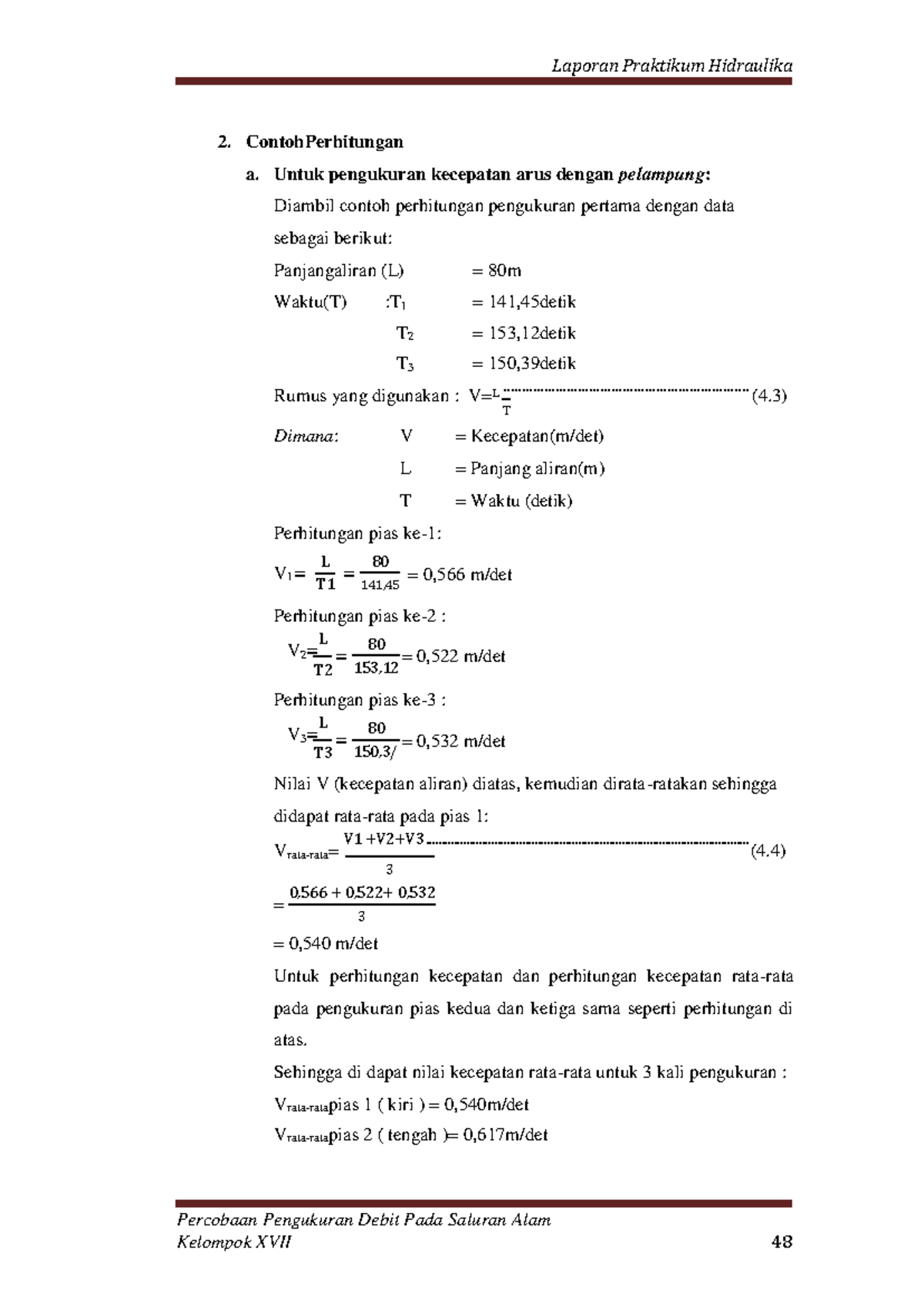 Laporan Kelompok Praktikum Hidraulika Bab 4 (Part 2) - Percobaan ...