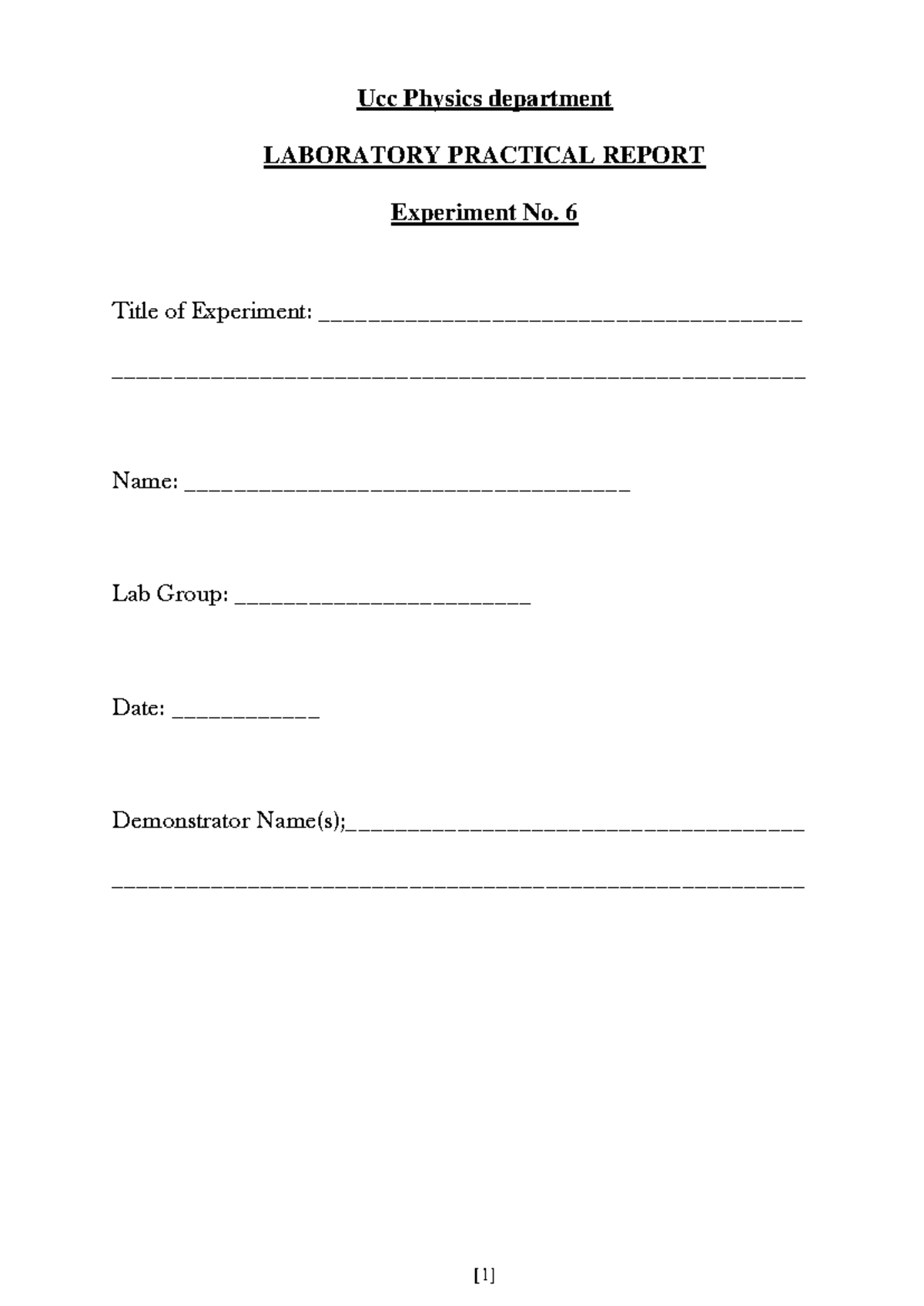Experiment+6+Lab+Report - Ucc Physics department LABORATORY PRACTICAL ...
