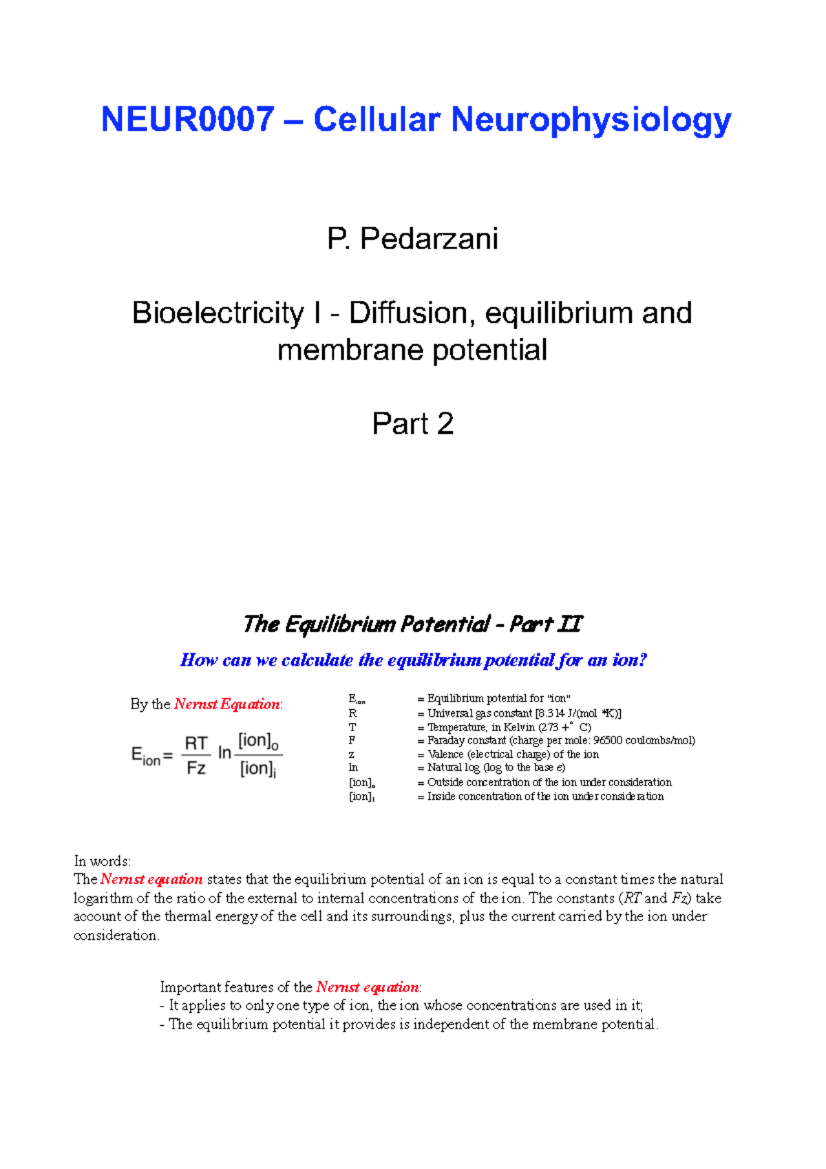 NEUR0007-Bioelectricity-1 2020-21 Part2 - NEUR0007 – Cellular ...