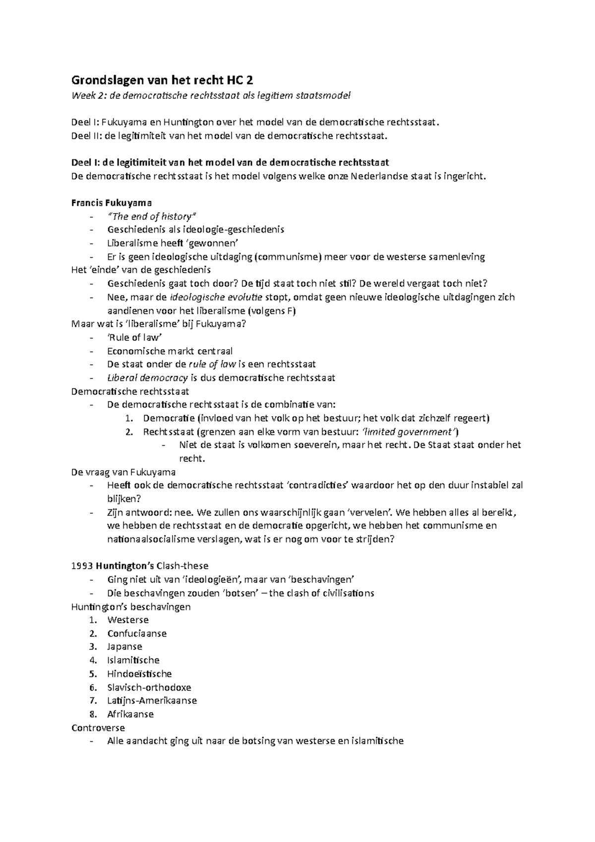 Grondslagen van het recht HC 2 Deel II de legitimiteit van het model