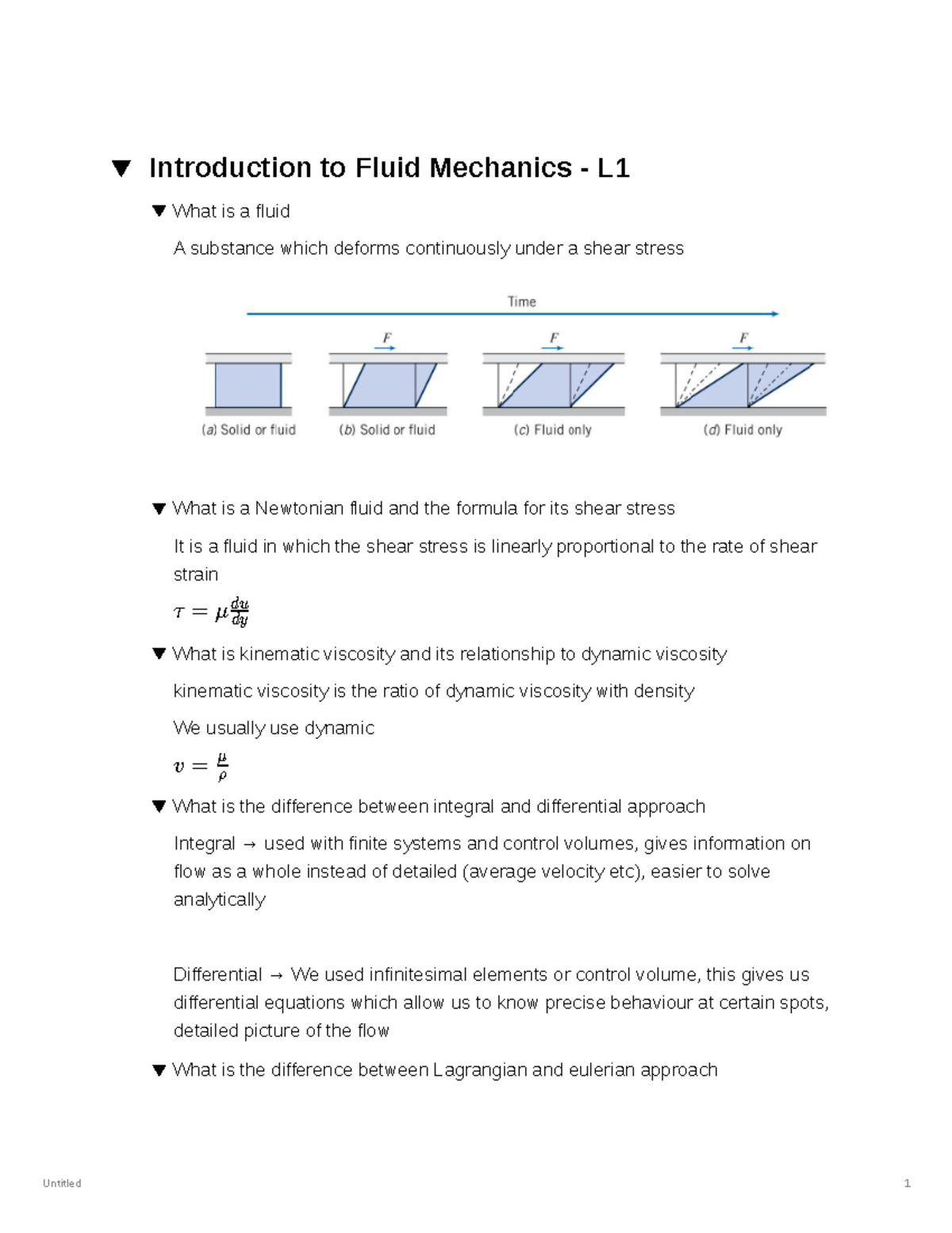 Mech 361 lecture 1 - Untitled 1 Introduction to Fluid Mechanics - L ...
