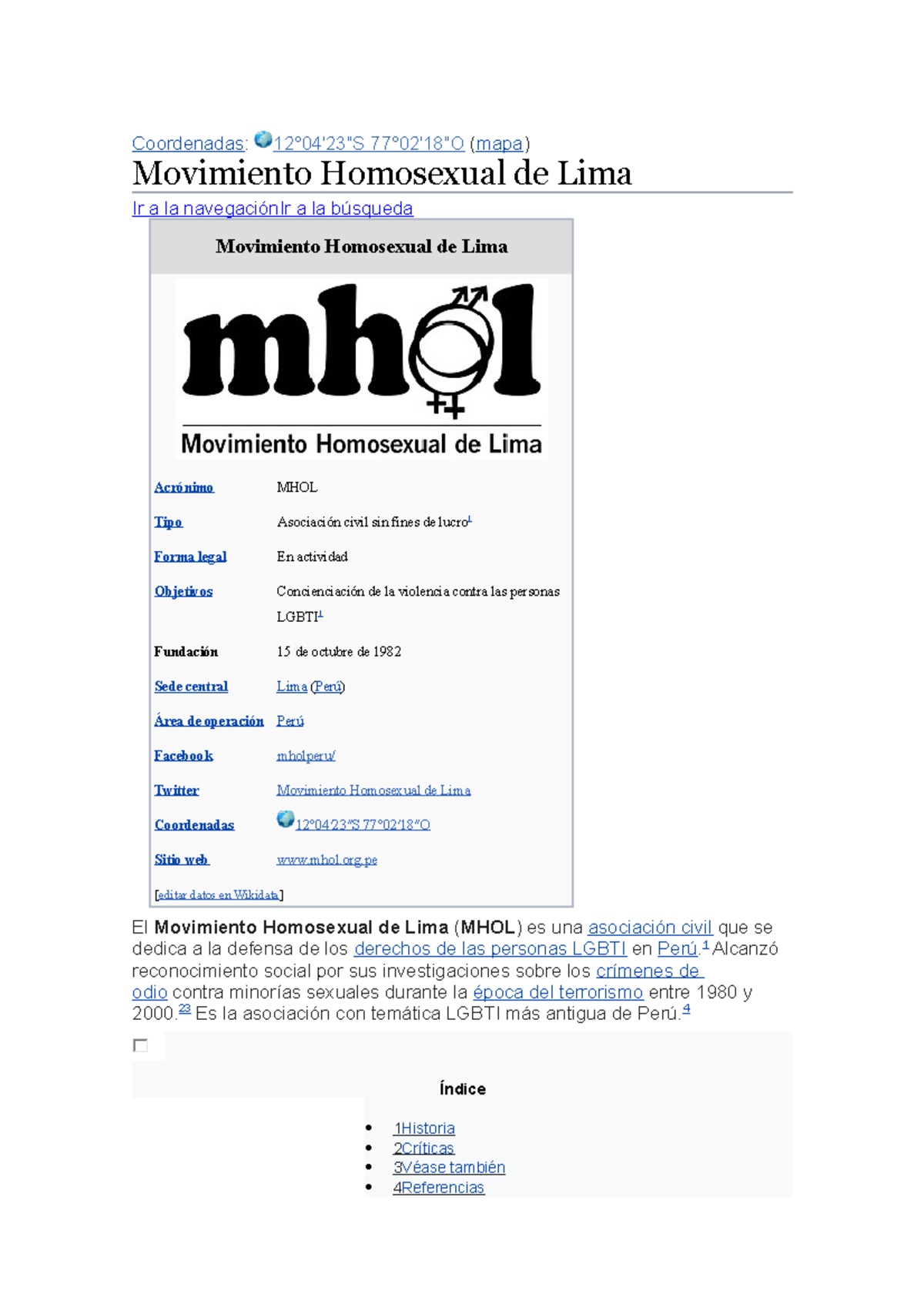 Coordenadas - org [editar datos en Wikidata] El Movimiento Homosexual ...