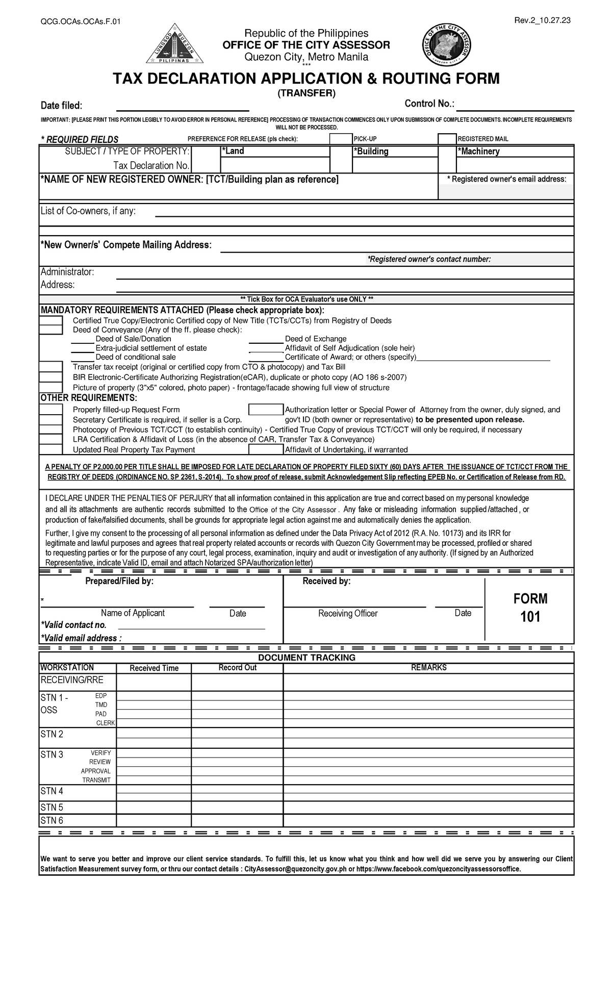 Transfer - QCG.OCAs.OCAs. Date filed: Control No.: * REQUIRED FIELDS ...