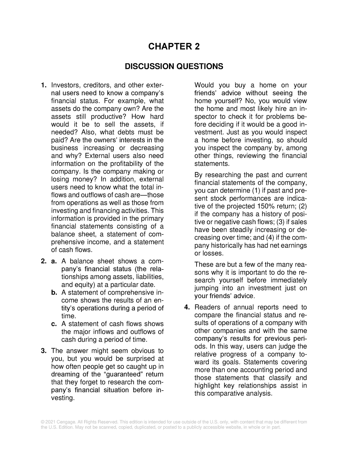 cengage chapter 2 homework answers