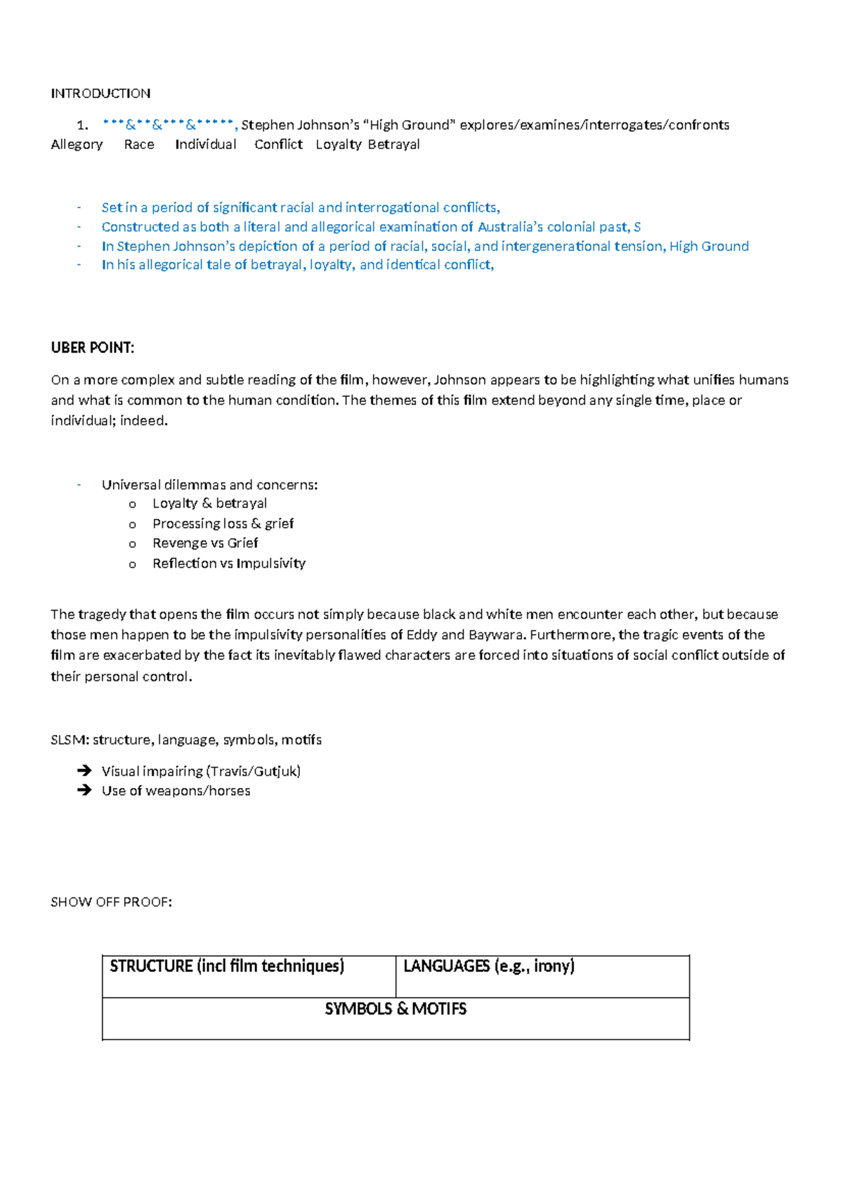High Ground - tuition notes - INTRODUCTION 1. &&&***, Stephen Johnson’s ...