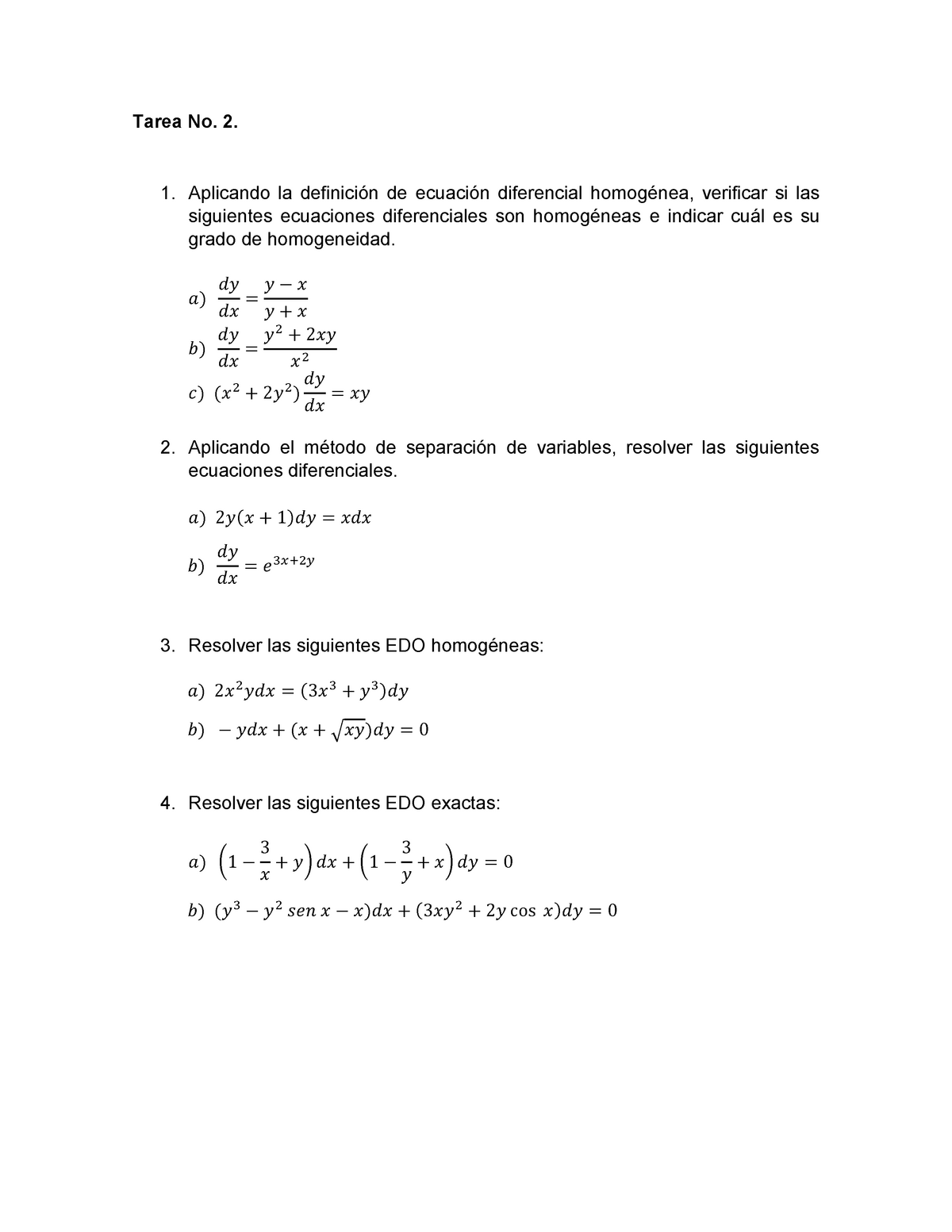 Tarea No. 2 - Tarea No. 2. Aplicando La Definición De Ecuación ...