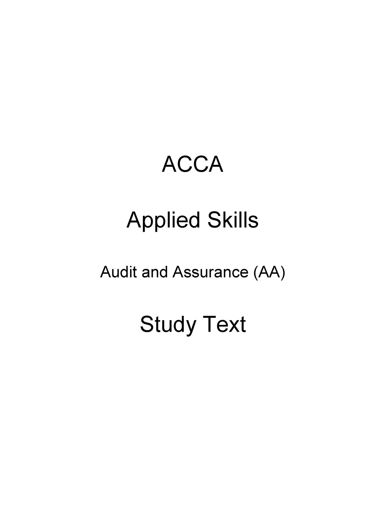 Look Inside Study Text Acca Audit And Assurance - ACCA Applied Skills ...