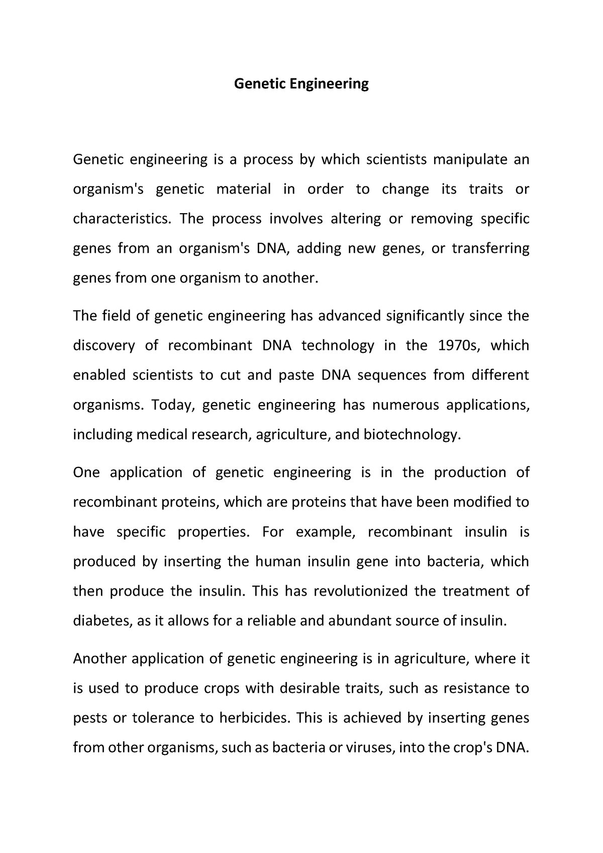 thesis on genetic engineering