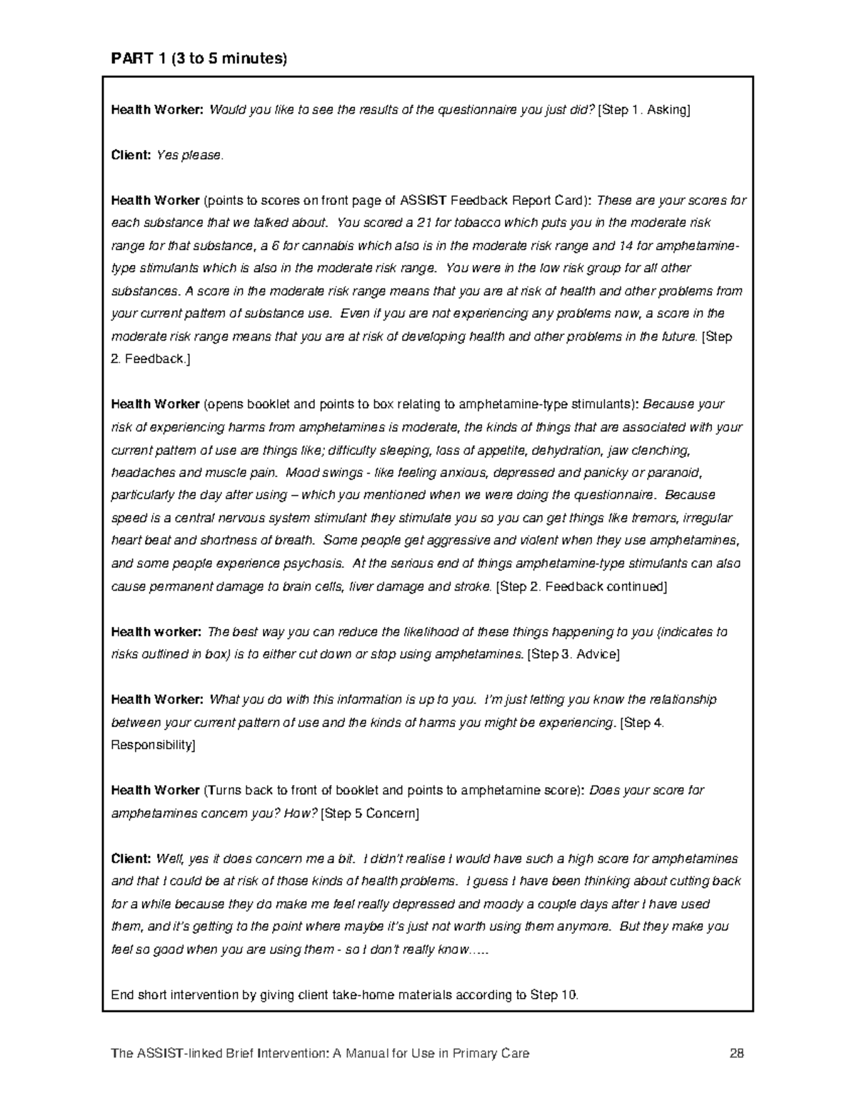 Example interview with patient (EXAMPLE) - The ASSIST-linked Brief ...