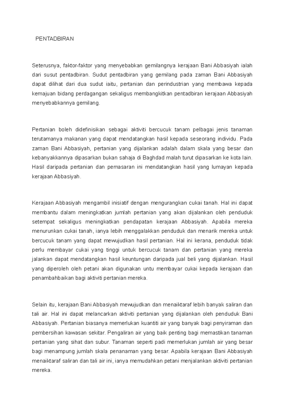 Abbasiyah Ekonomi Kerajaan Islam Pentadbiran Seterusnya Faktor Faktor Yang Menyebabkan Studocu