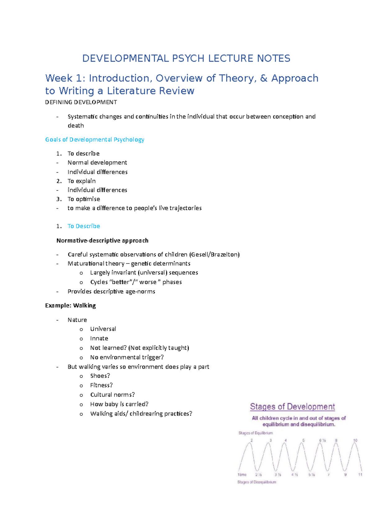 Developmental Psych Lecture Notes - DEVELOPMENTAL PSYCH LECTURE NOTES ...
