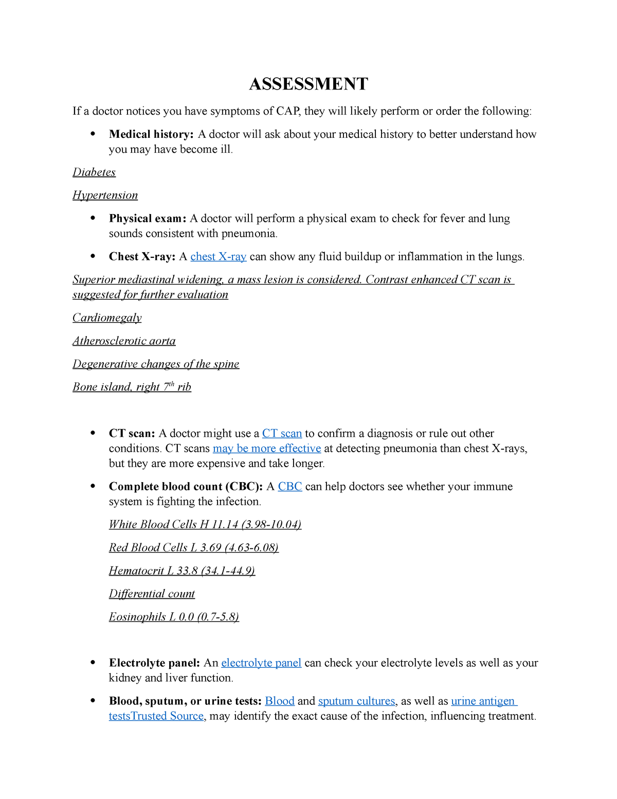 Assessment- RECO-RAW DATA FOR PPT - ASSESSMENT If a doctor notices you ...