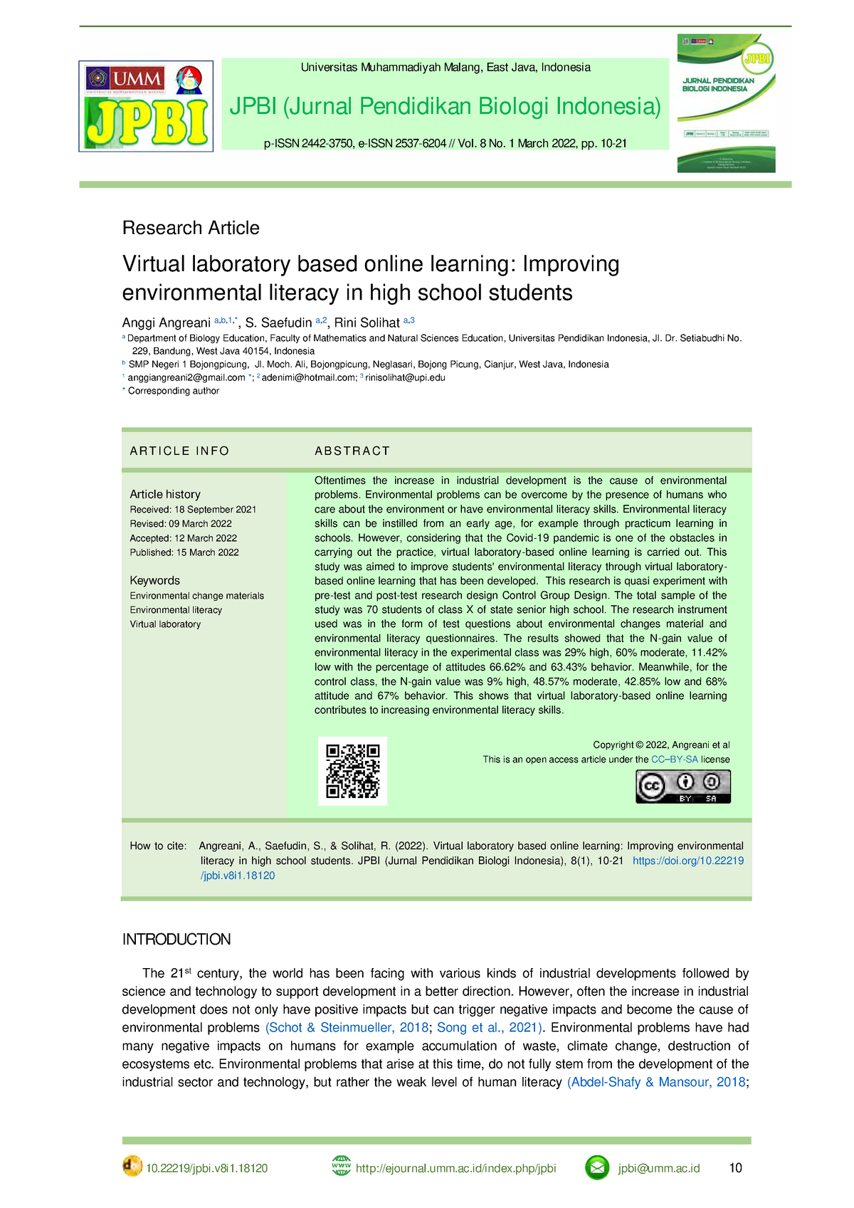 2 - Environmental Journal - Universitas Muhammadiyah Malang, East Java ...