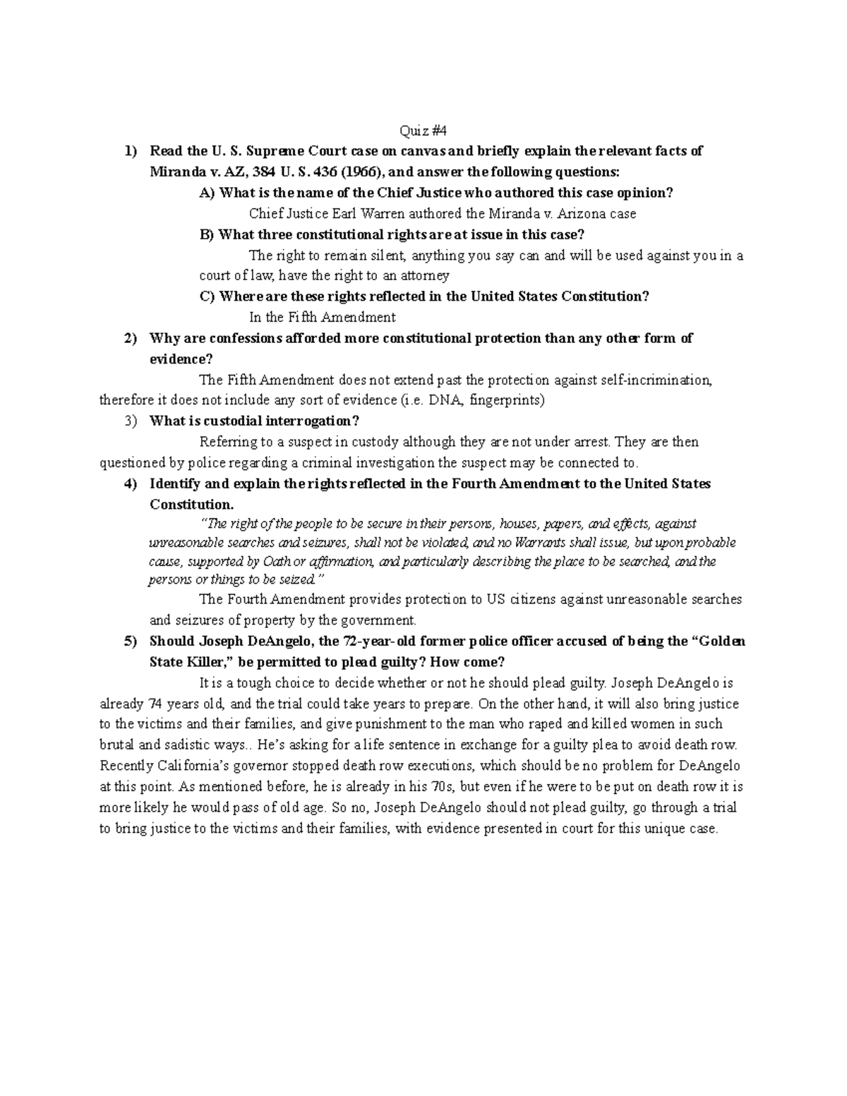 JS 10-01 quiz 4 - coursework - Quiz # 1) Read the U. S. Supreme Court ...